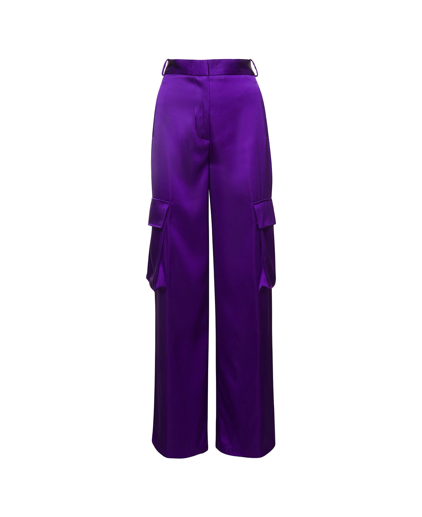 Versace Purple Cargo Pants Satn Effect With Cargo Pockets In Viscose Woman - Violet