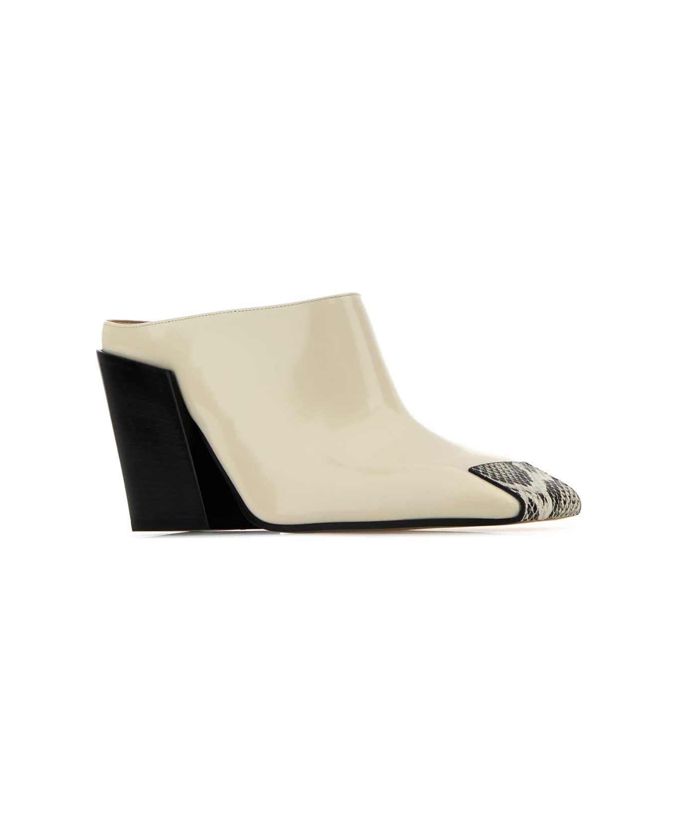 Bottega Veneta Ivory Leather Ventura Mules - SEASALTWHITE