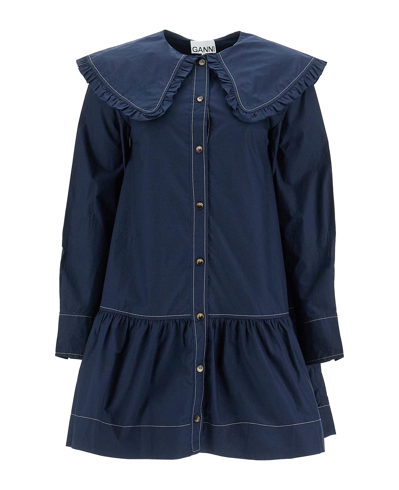 Ganni Mini Chemisier Shirt - SKY CAPTAIN (Blue)