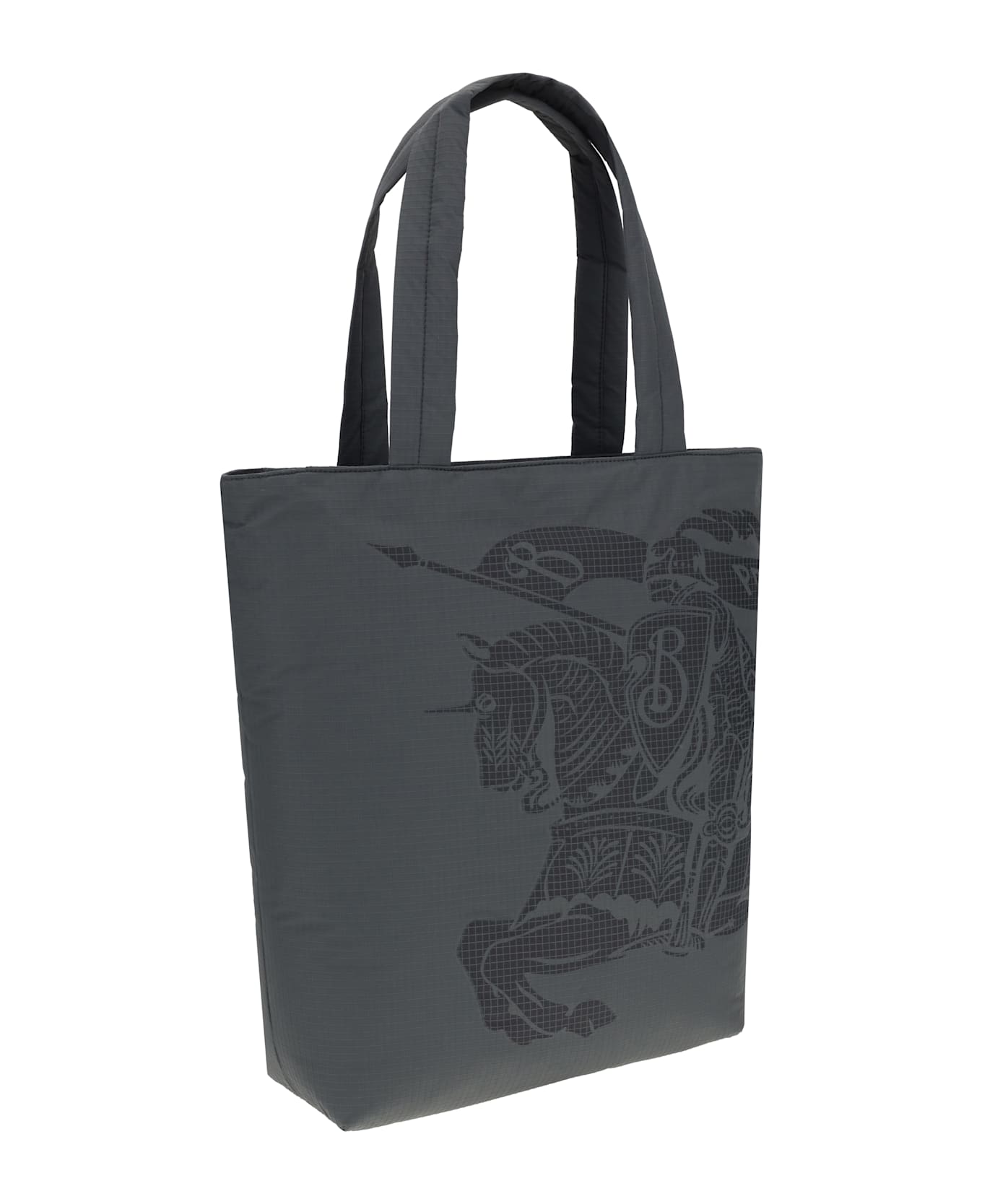 Burberry Charcoal Fabric Shopping Bag