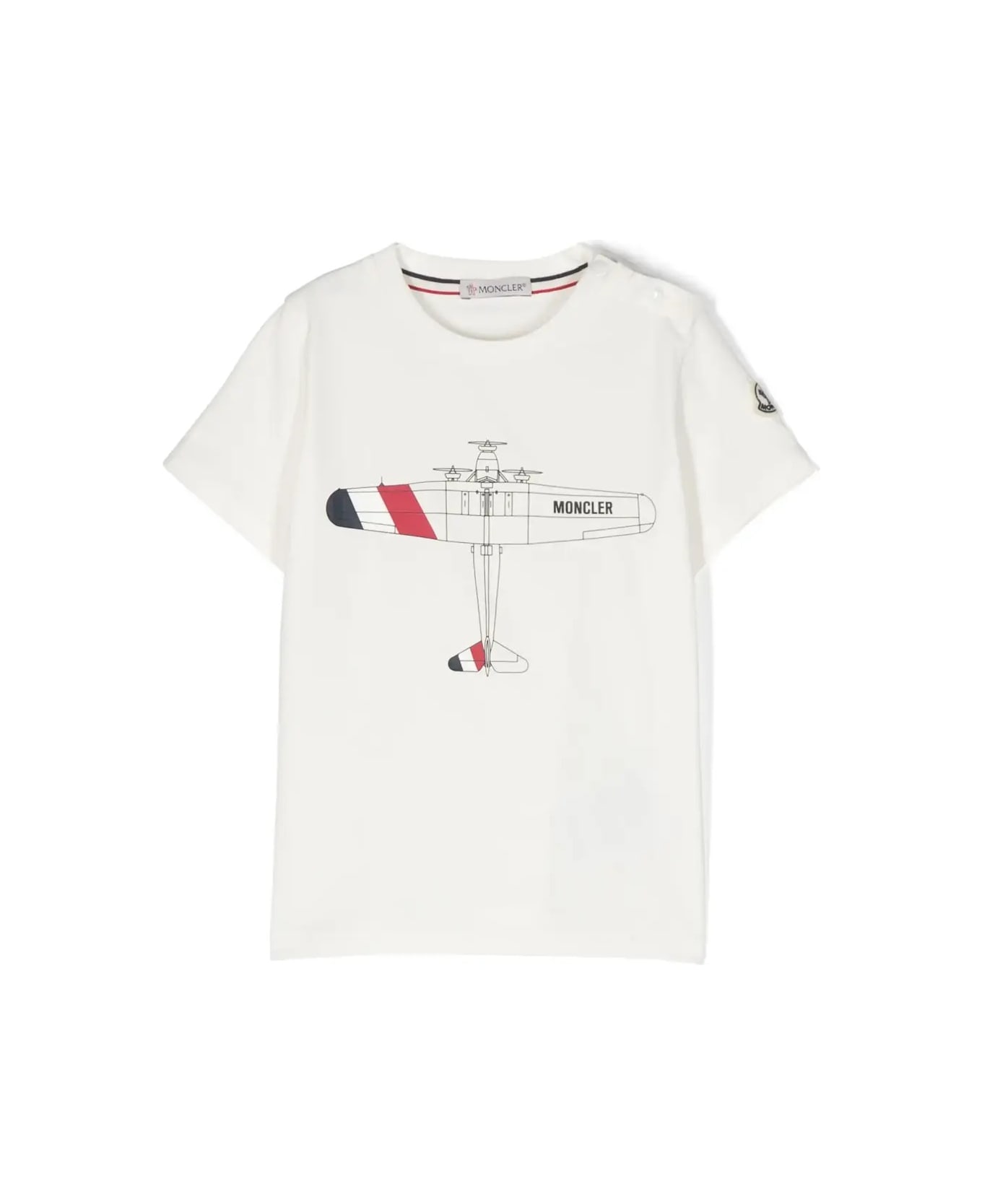 Moncler White T-shirt With Teddy Bear Patch - White Tシャツ＆ポロシャツ