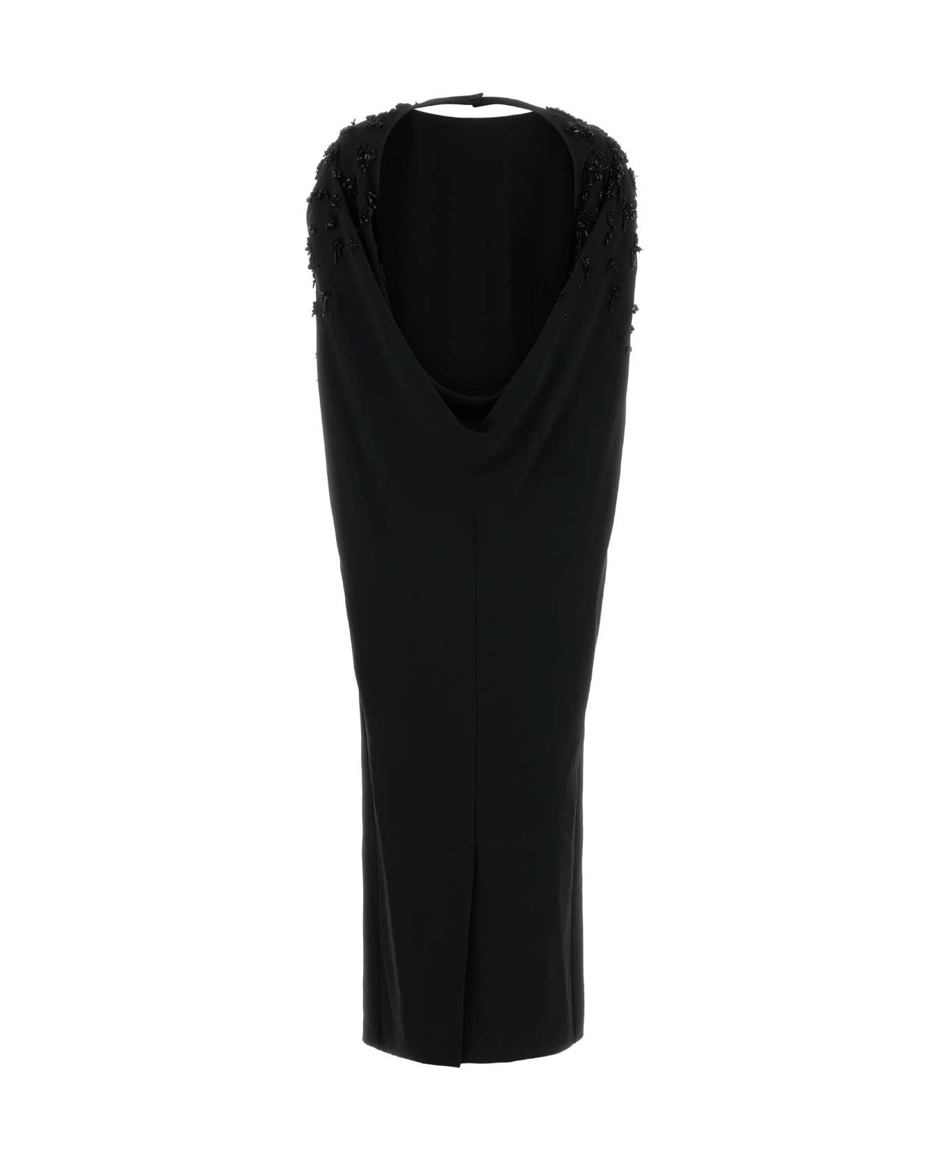 Alberta Ferretti Black Stretch Crepe Long Dress - Nero