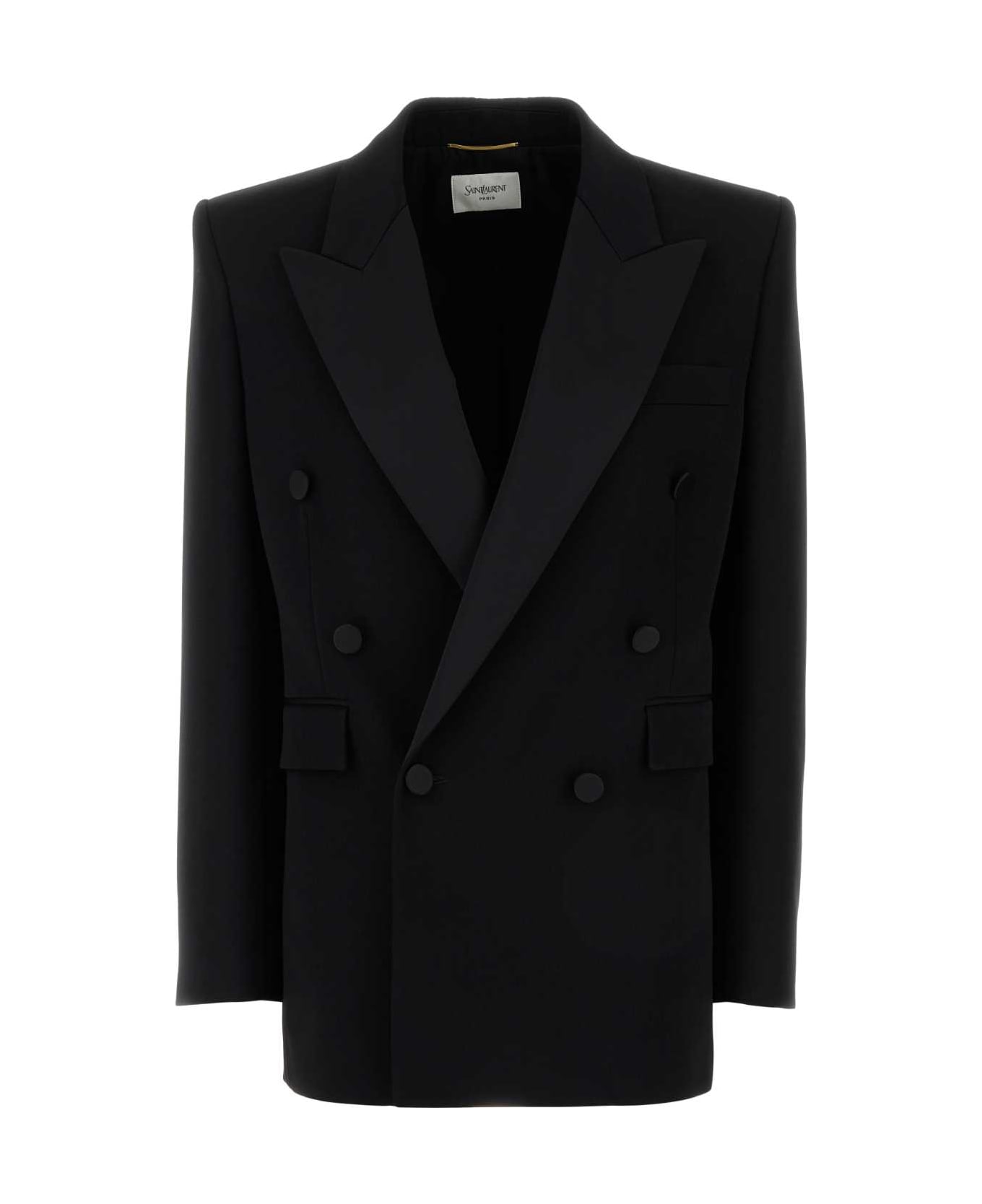 Saint Laurent Black Wool Blazer - NOIR