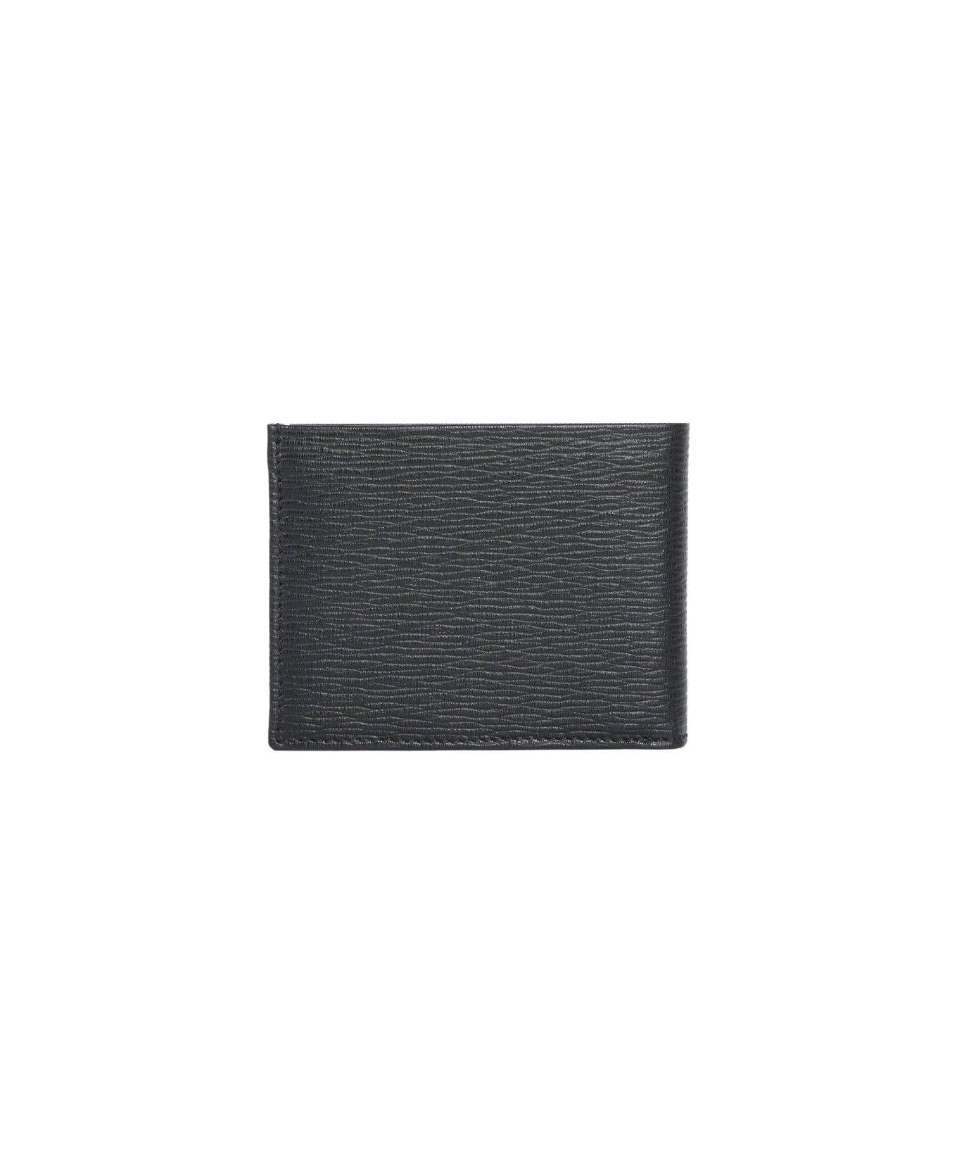 Ferragamo Logo Plaque Bifold Wallet - BLACK