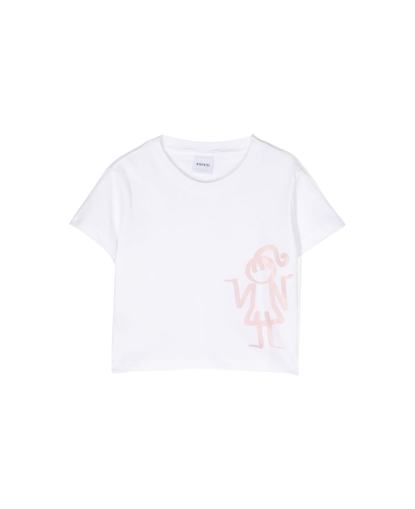 Aspesi Short Sleeves T-shirt With Print - White Pink Tシャツ＆ポロシャツ