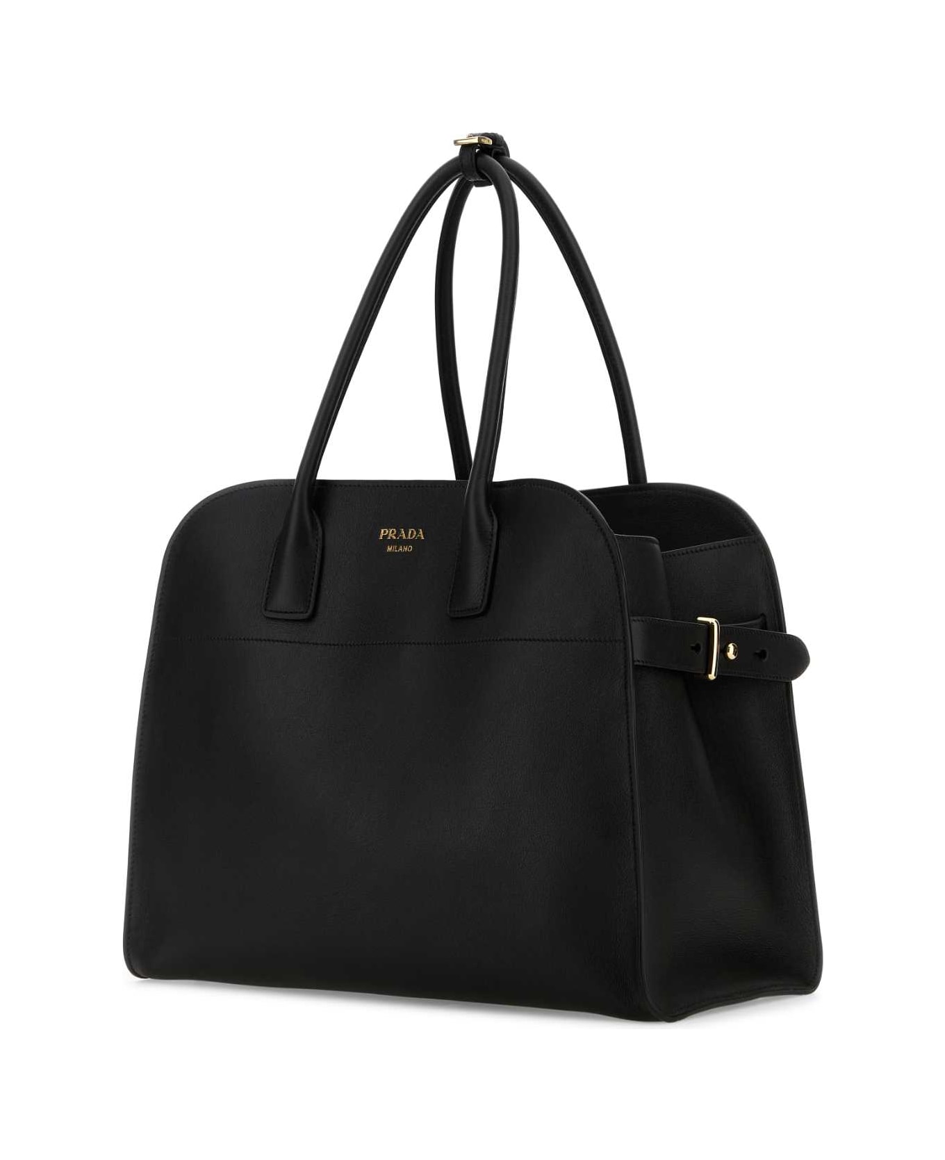 Prada Black Leather Shopping Bag - NERO