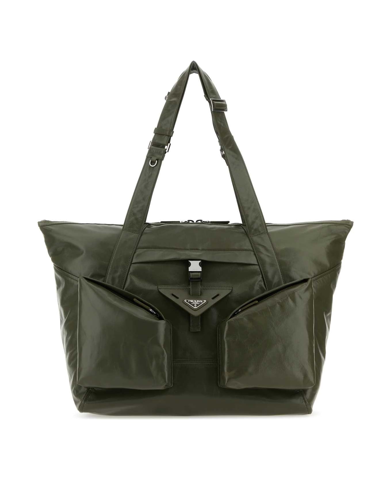 Prada Olive Green Leather Shopping Bag - LODEN トートバッグ