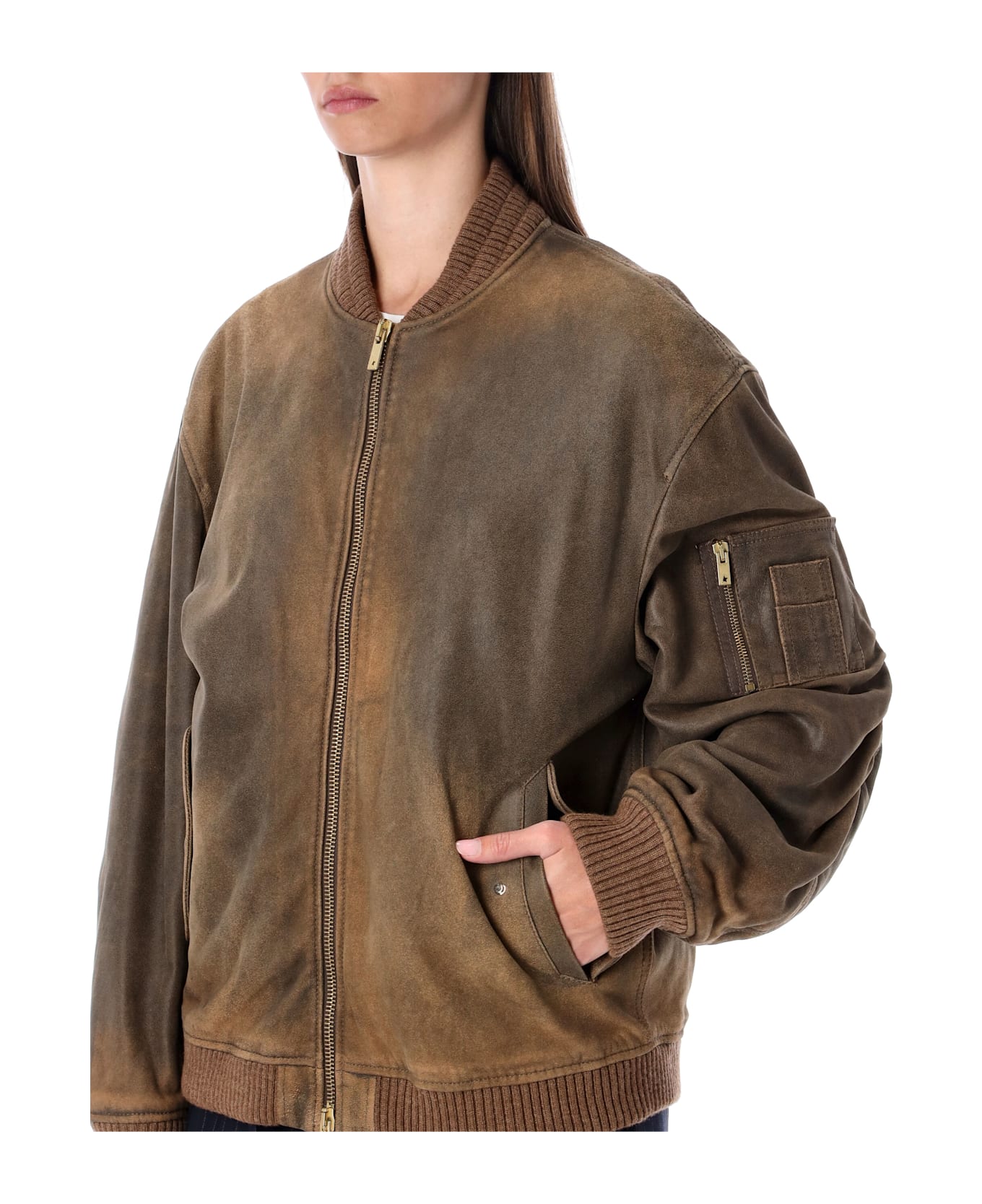 Golden Goose Unisex Brown Bomber Jacket - FRENCH ROAST BROWN