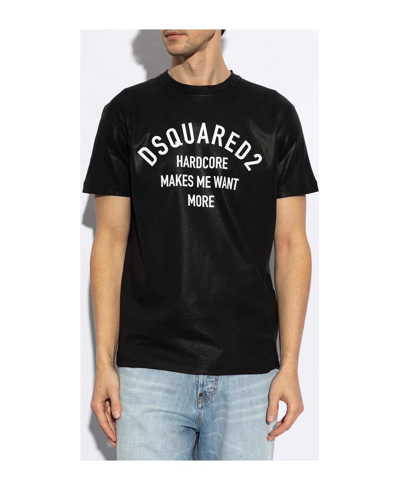 Dsquared2 Black Crewneck T-shirt With Logo Printed On The Front In Cotton Man - Black