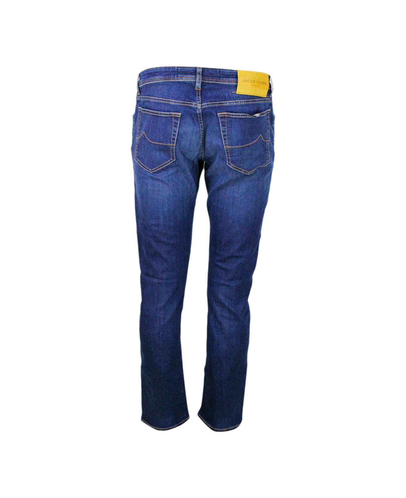 Jacob Cohen Bard J688 Trousers In Luxury Edition Denim In Soft Stretch Denim With 5 Pockets With Closure Buttons And Special Lacquered Button, Pony Skin Label Wit - Denim