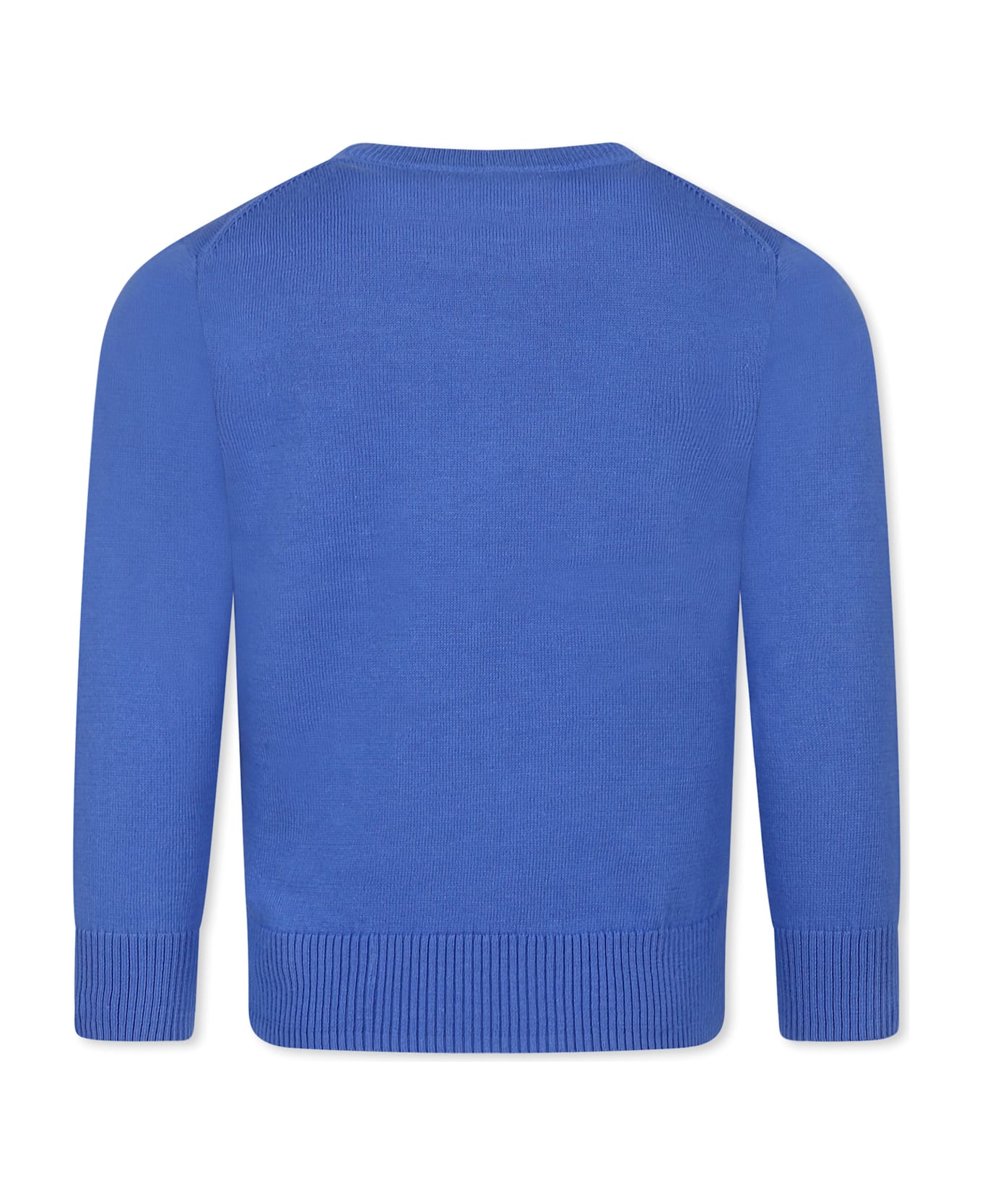 Ralph Lauren Light Blue Sweater For Boy With Iconic Orange Pony - Blue
