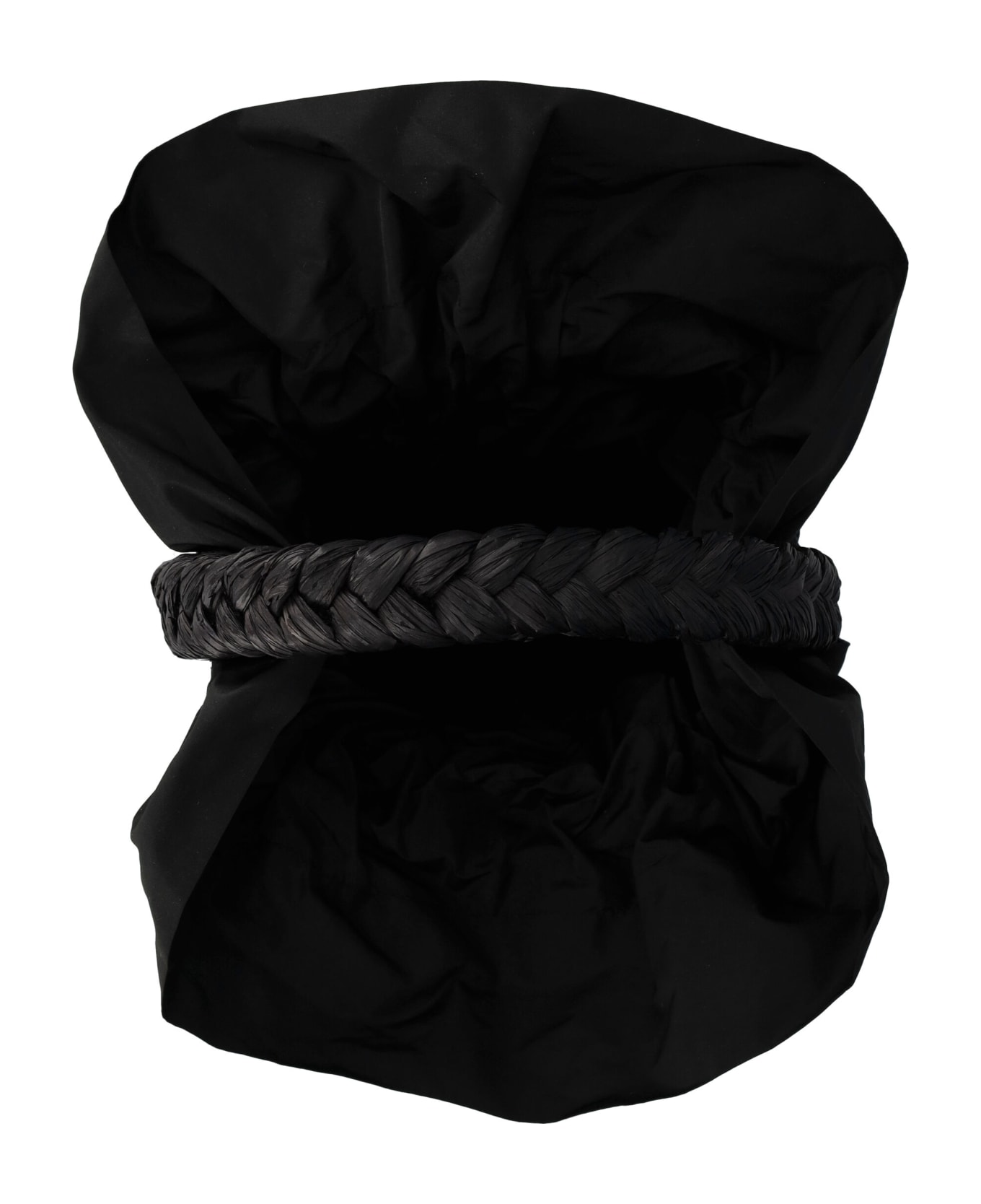 Patou Raphia Bucket Bag - BLACK