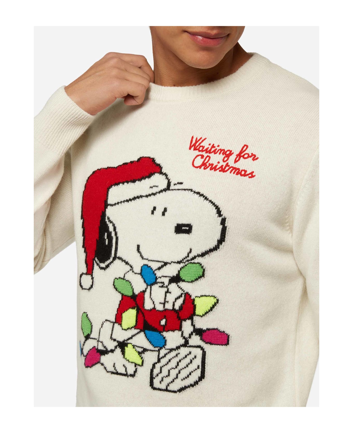 MC2 Saint Barth Sweater Heron With Snoopy Jacquard And Embroidery | Snoopy Peanuts® Special Edition - WHITE