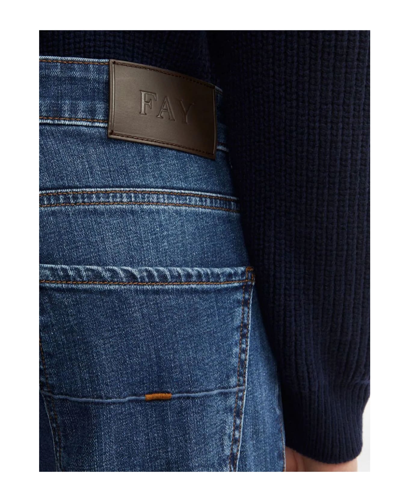 Fay Jeans Slim In Cotone Elasticizzato Blu - Blue