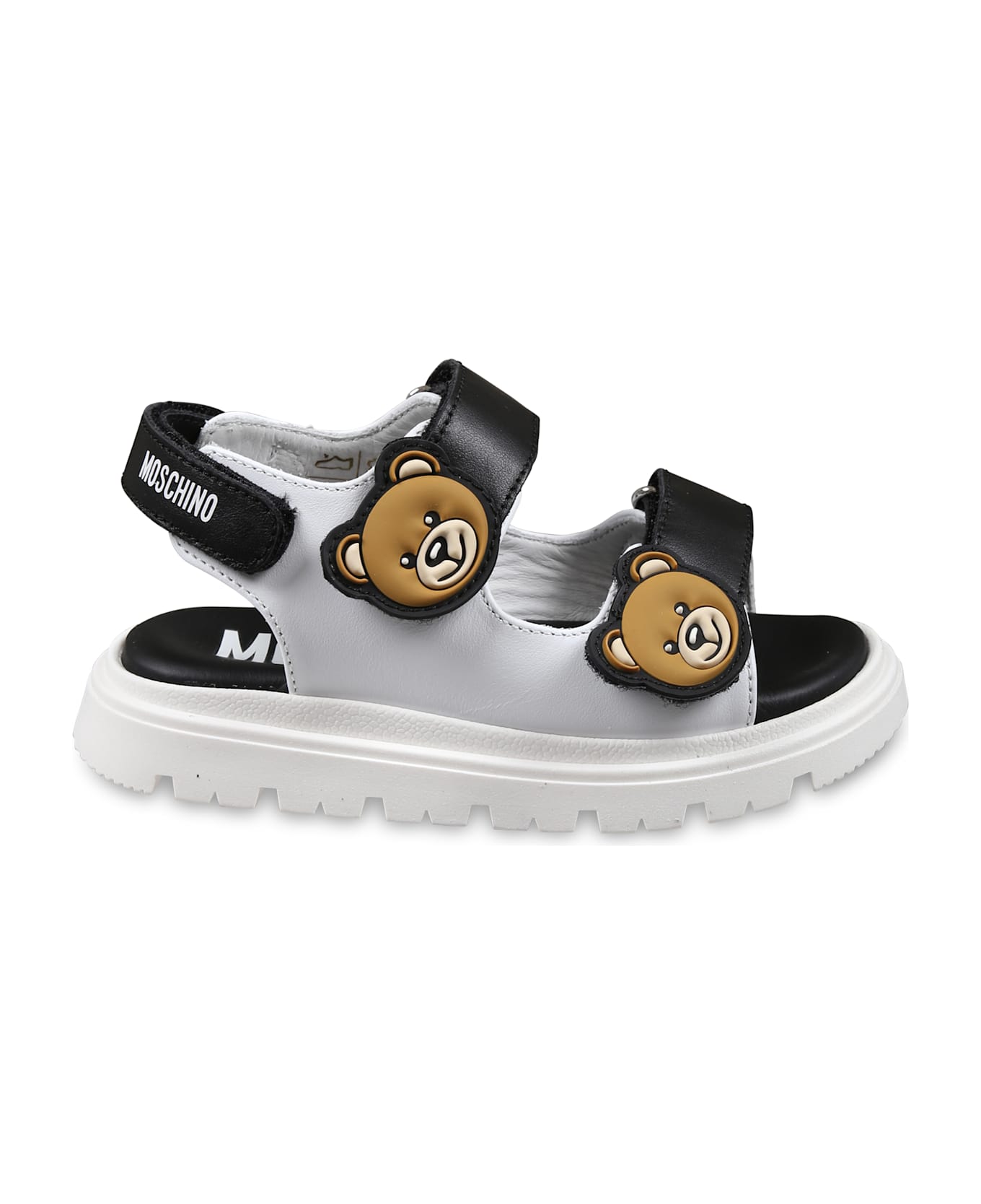 Moschino White Slippers For Kids With Teddy Bear - Multicolor