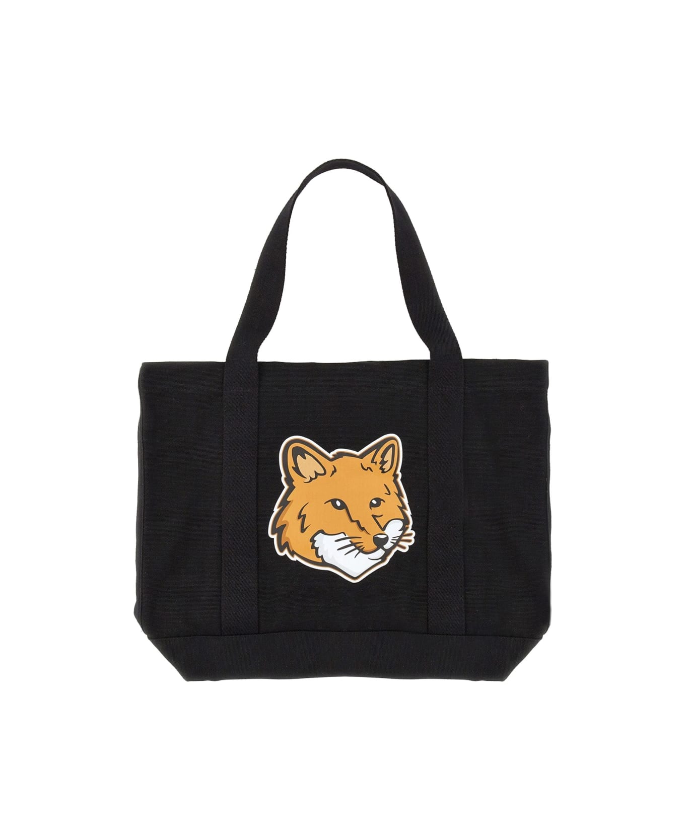 Maison Kitsuné Fox Head Print Bag - BLACK