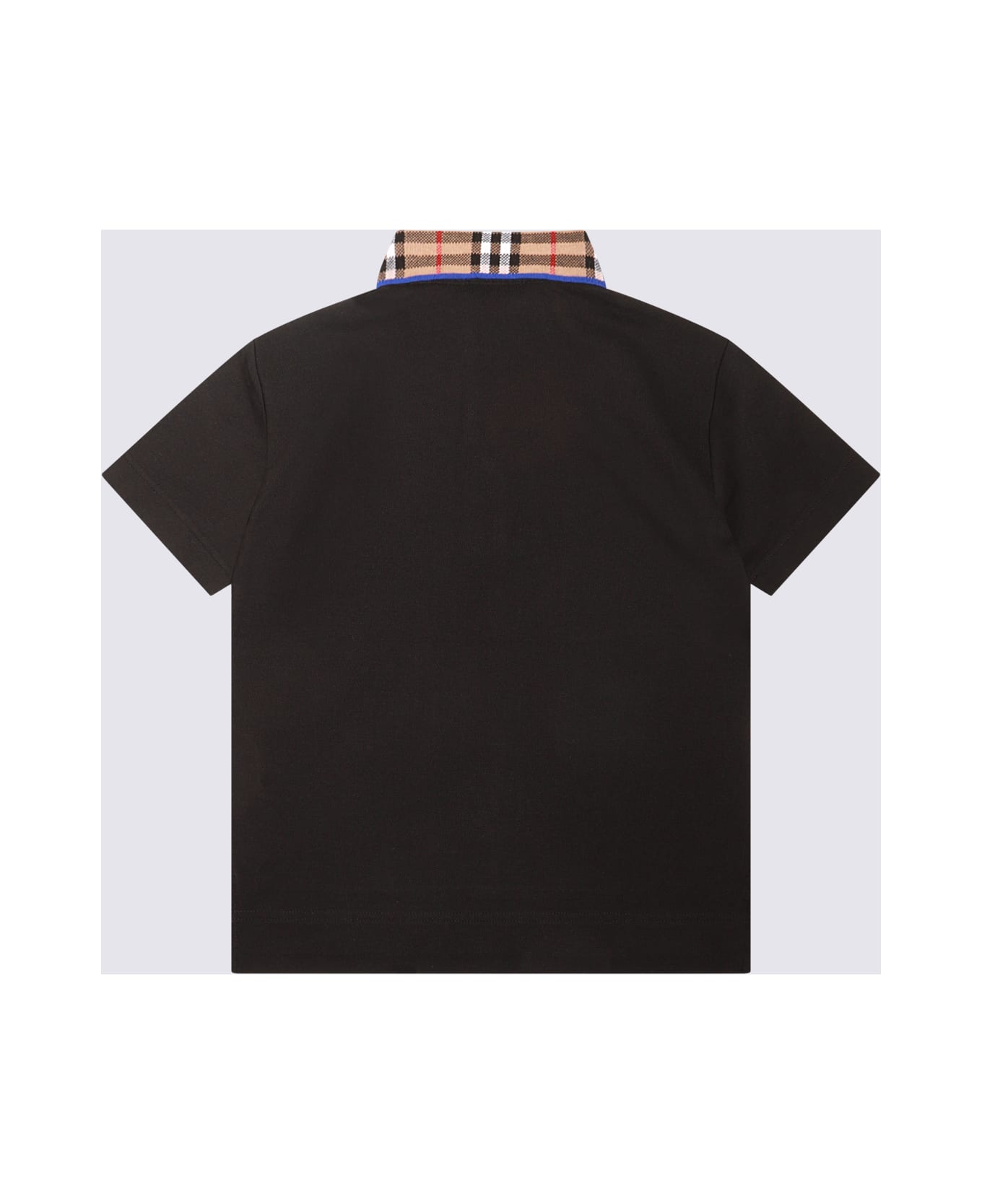 Burberry Black And Archive Beige Cotton Polo Shirt - Black