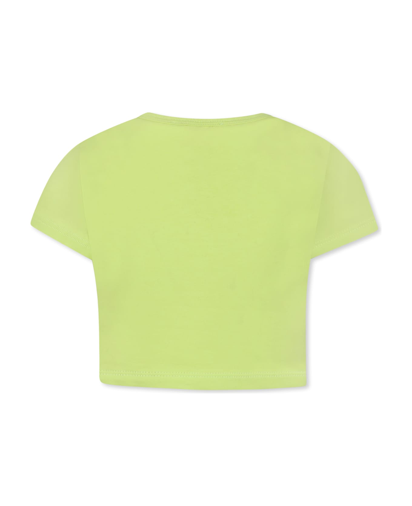 MSGM Green Crop T-shirt For Girl With Logo - Green