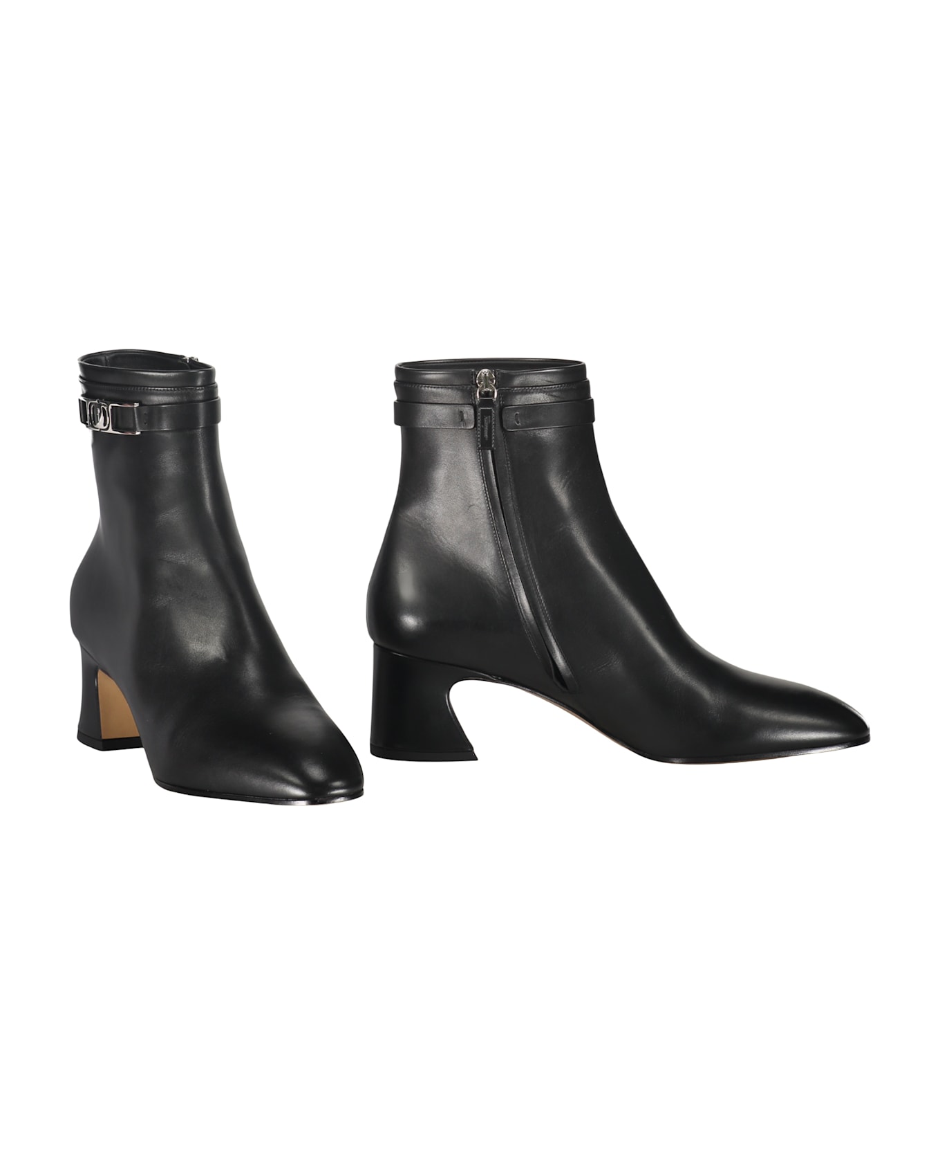 Ferragamo Leather Ankle Boots - black