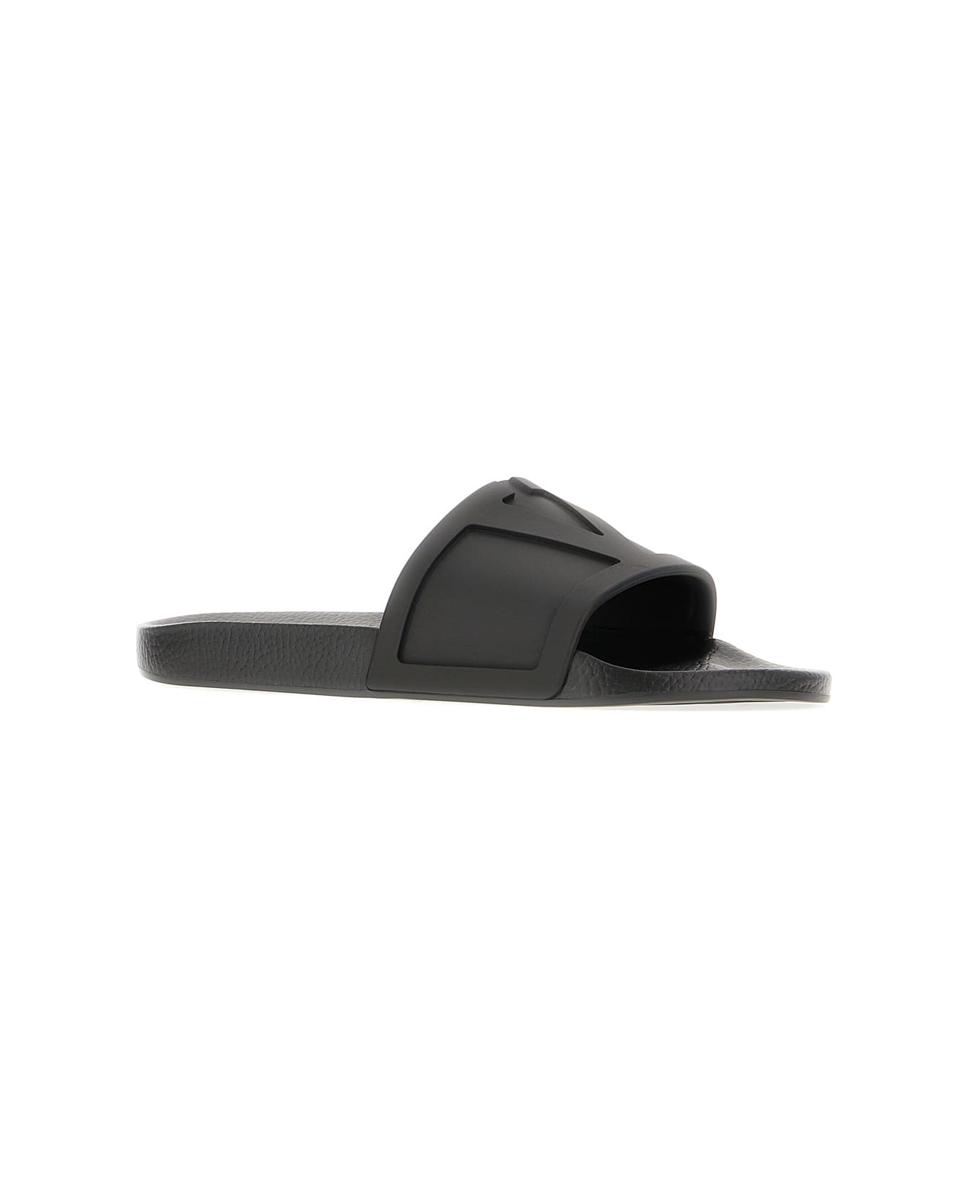 Valentino Garavani Black Rubber Slippers - Nero