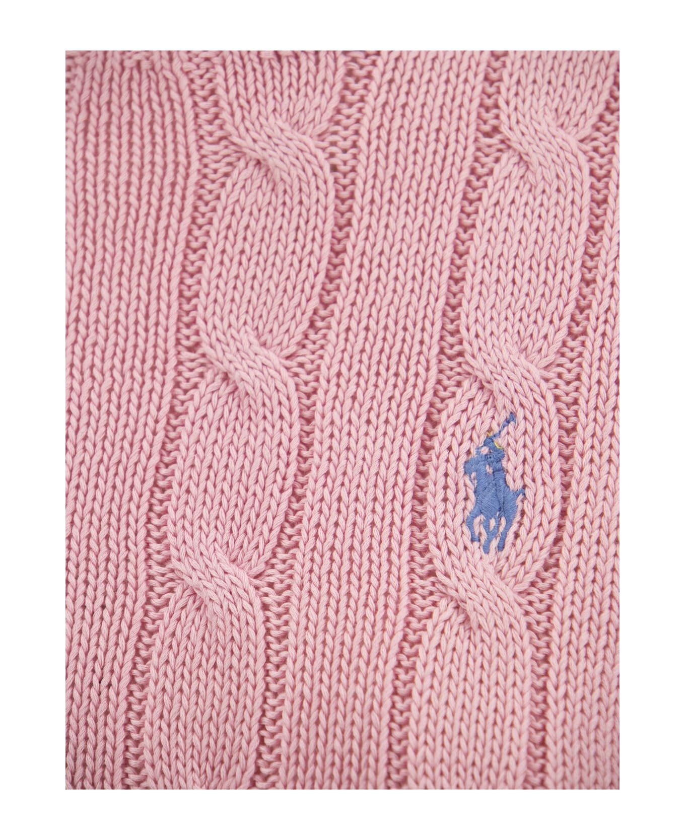 Polo Ralph Lauren Crew Neck Sweater In Pink Braided Knit - Pink ニットウェア