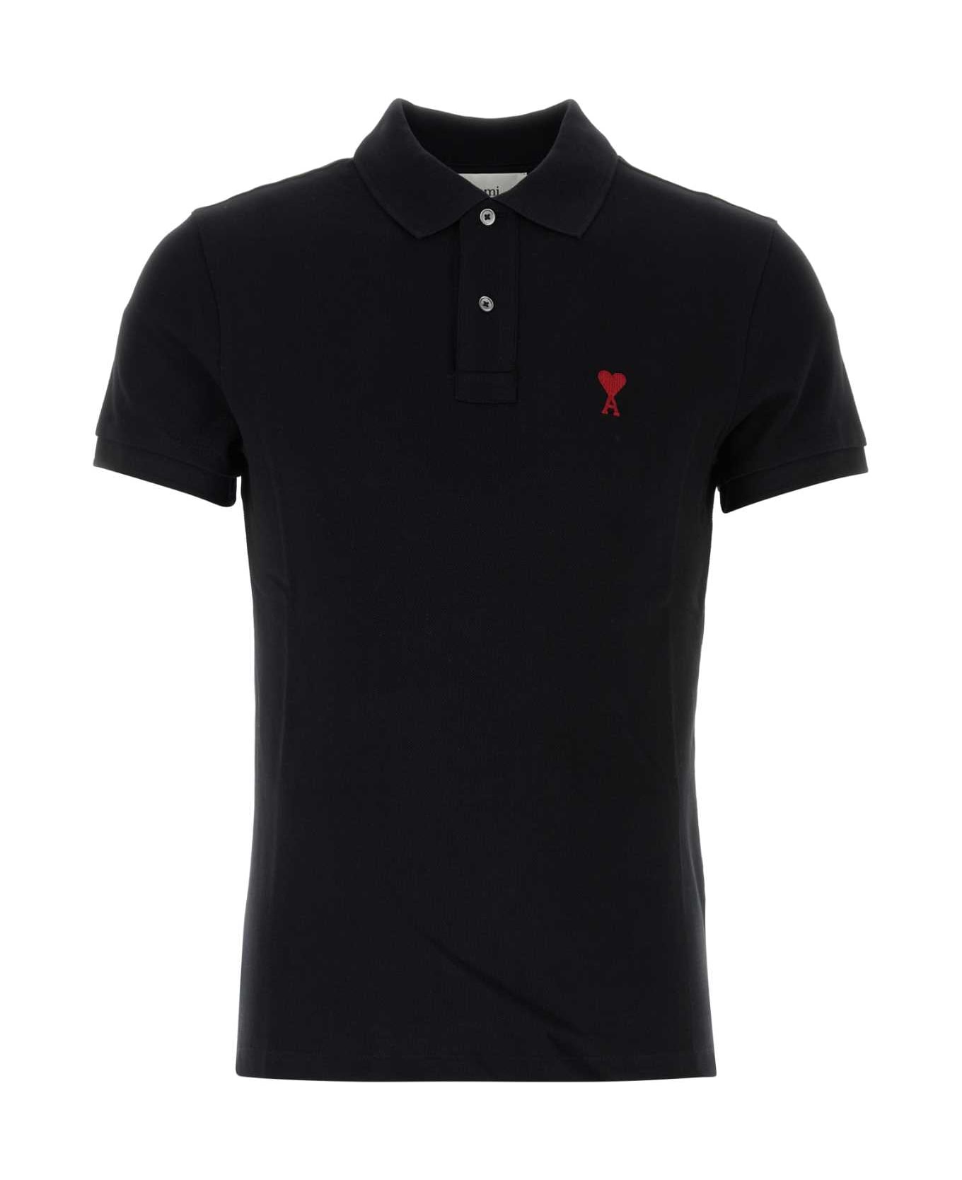 Ami Alexandre Mattiussi Black Piquet Polo Shirt - BLACK