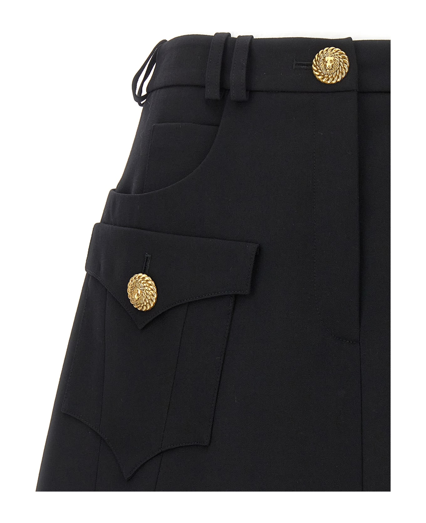 Balmain 2 Pockets Gdp Trapeze Mini Skirt - Black