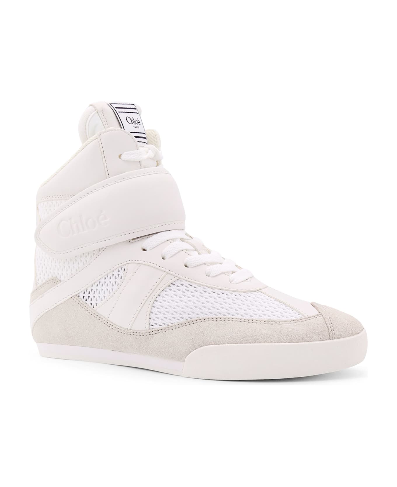 Chloé Kick Recycled Mesh, Leather And Suede - White