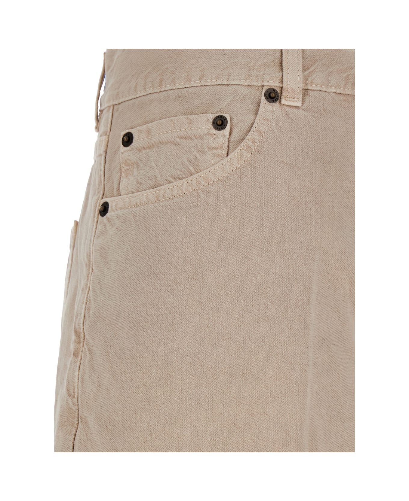 Haikure Beige Five Pocket Jeans With Logo Patch On The Back In Cotton Woman - Beige