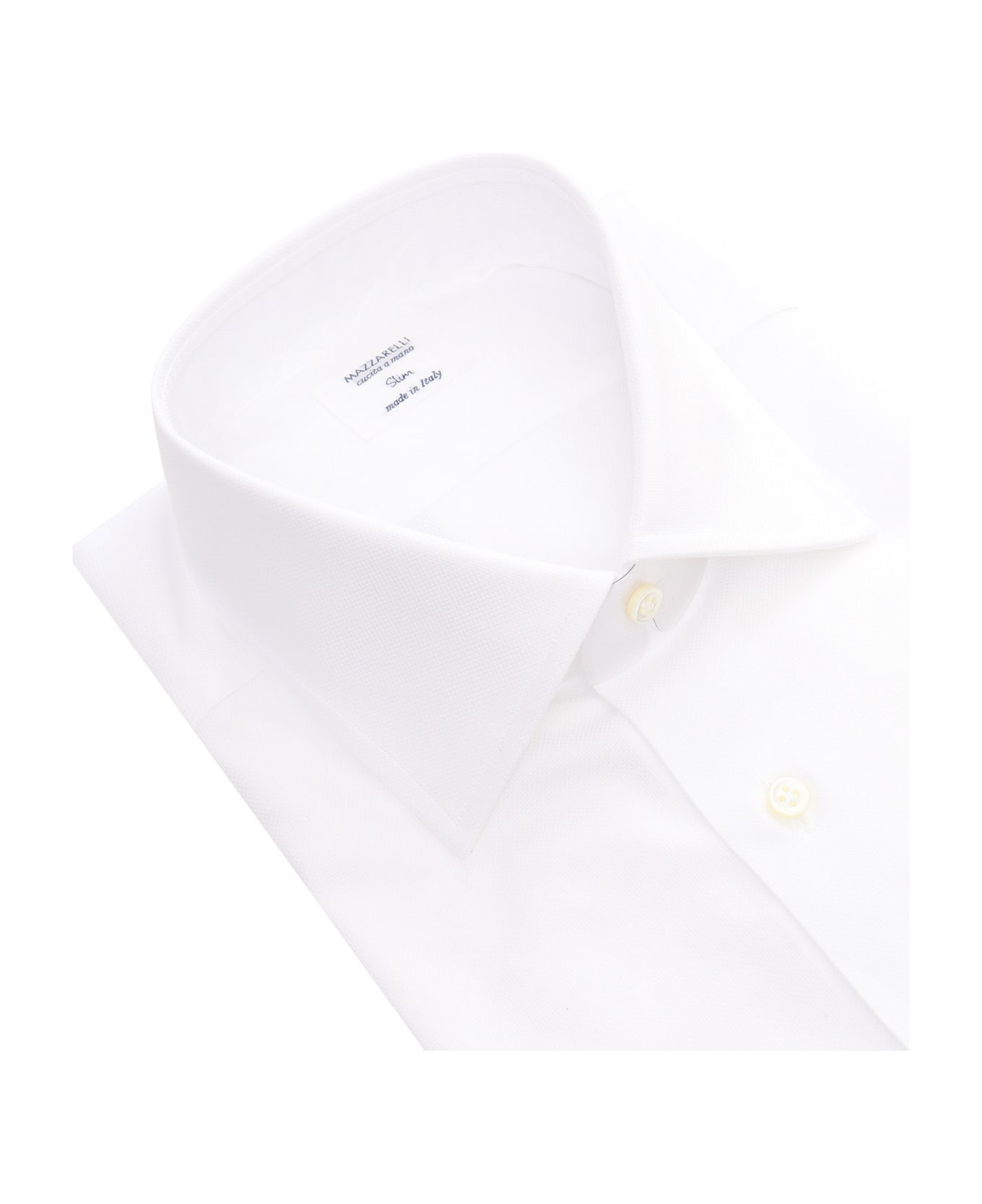 Mazzarelli White Cotton Slim Fit Shirt - WHITE