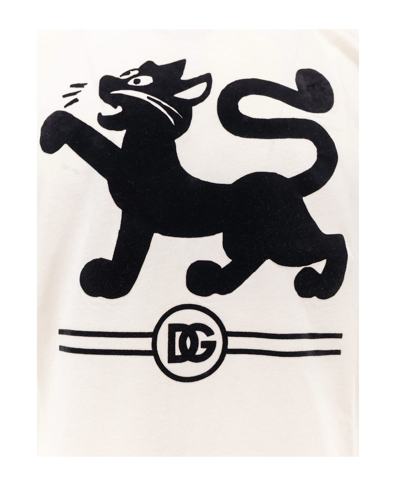 Dolce 
Gabbana Cotton T-shirt With Flocked Print - BIANCO NATURALE