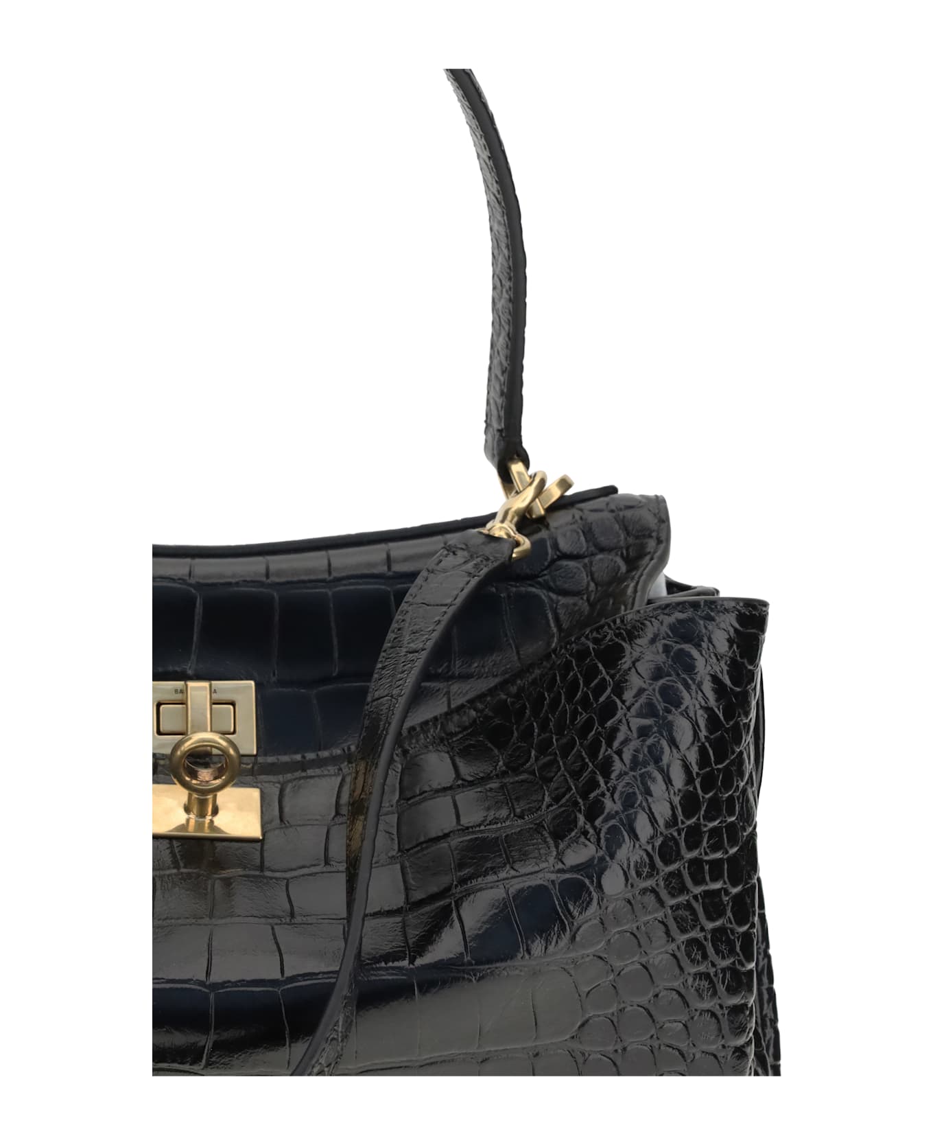 Balenciaga Rodeo Shoulder Bag In Crocodile-print Leather