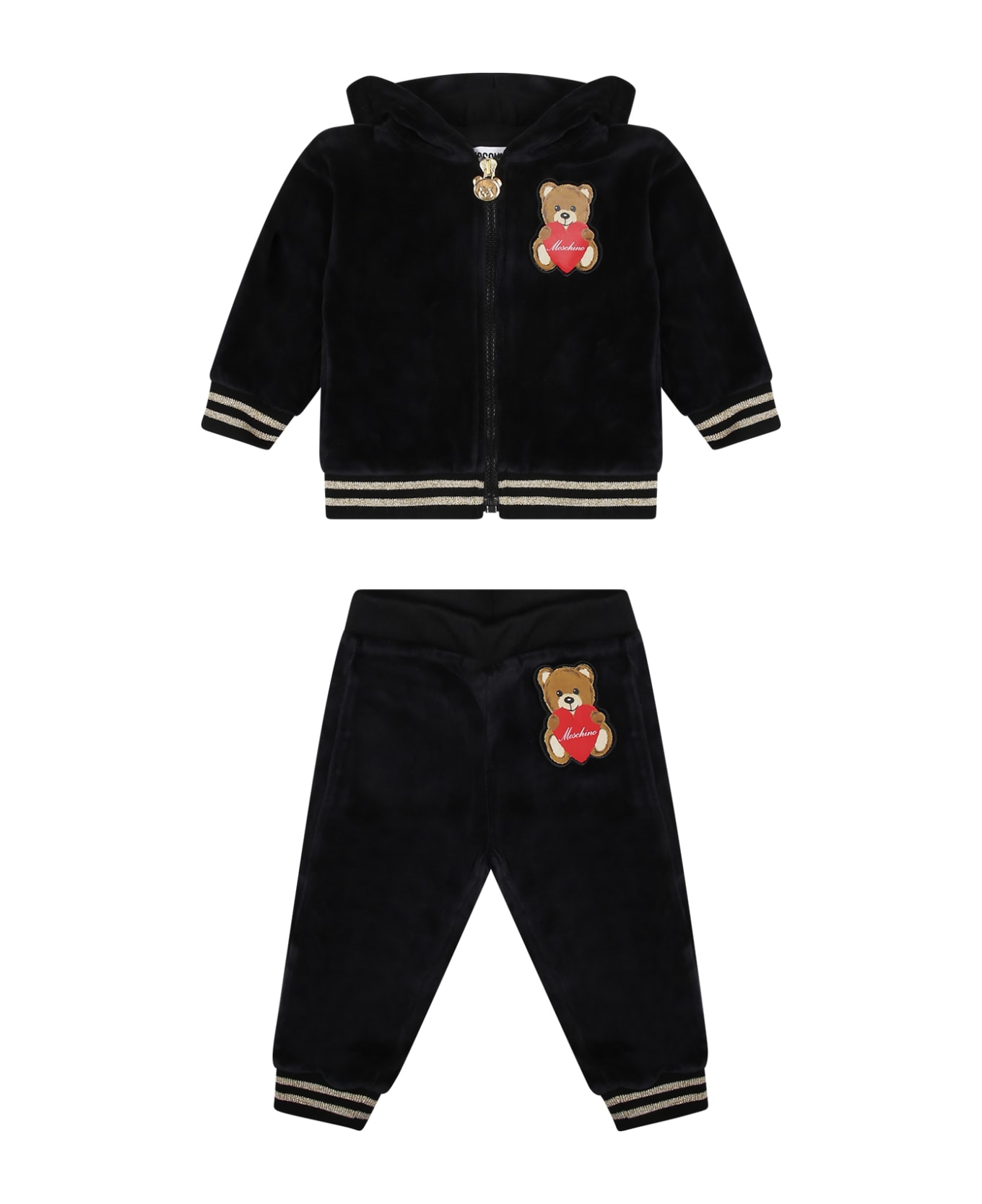 Moschino Black Brushed Cotton Set For Baby Girl - Black ボトムス