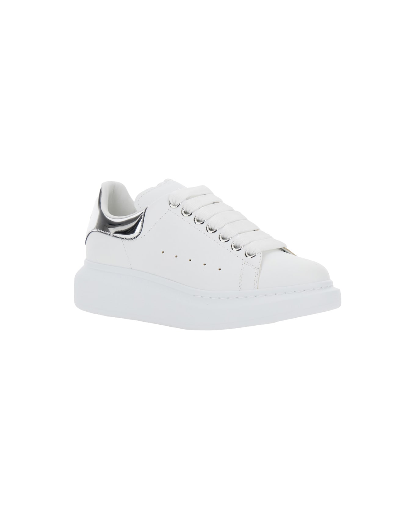 Alexander McQueen White Sneakers With Logo Patch On The Tongue And Embossed Logo On The Heel In Leather Woman - White