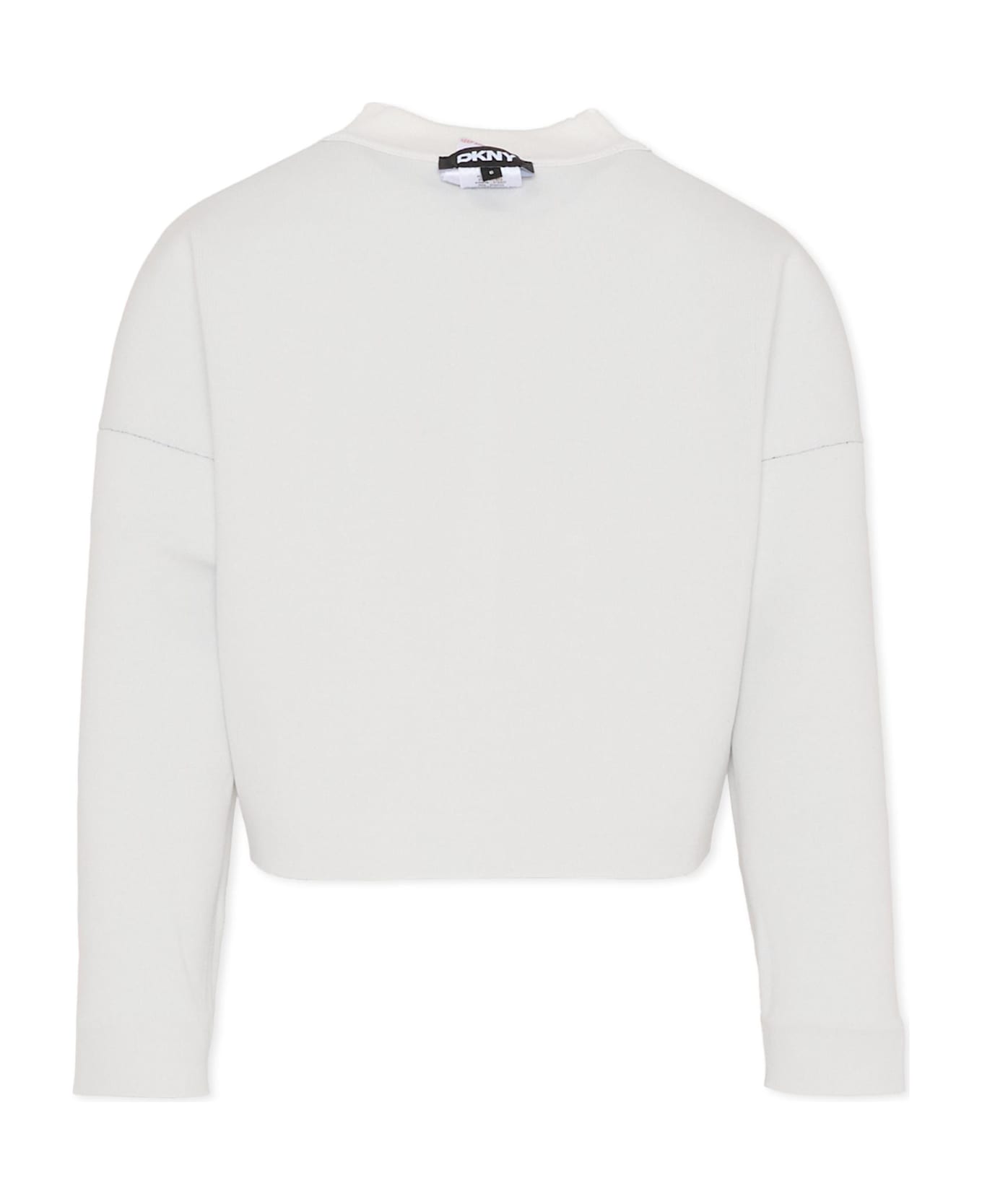 DKNY Reversible Black Crop Sweater For Girl With Logo - Black