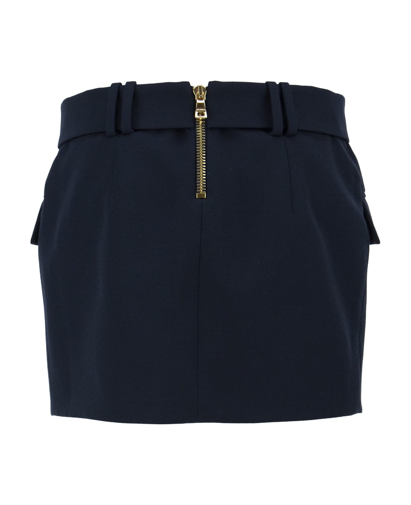 Balmain Short Blue Wool Low-rise Skirt - Blue