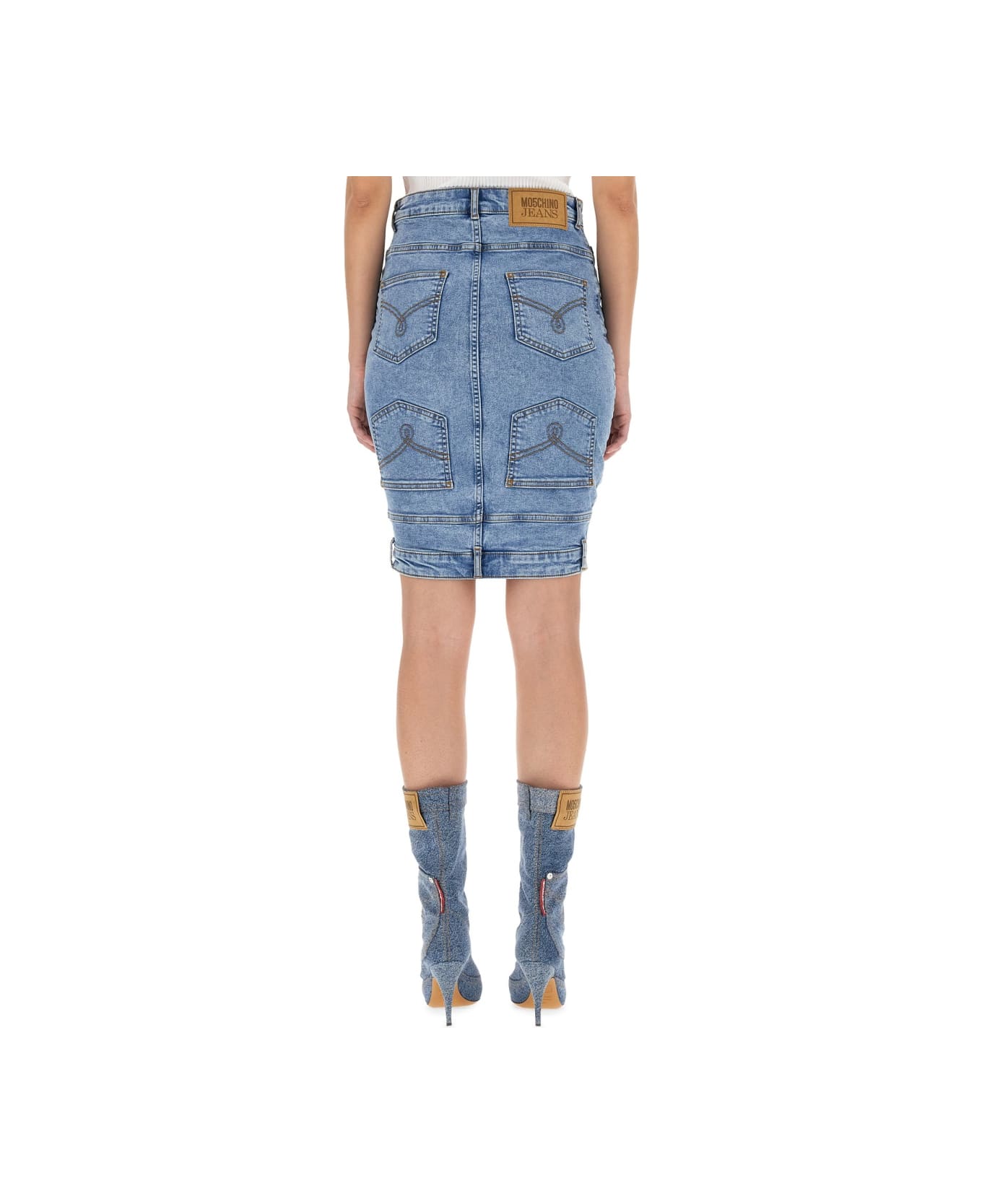 M05CH1N0 Jeans Denim Skirt - BLUE