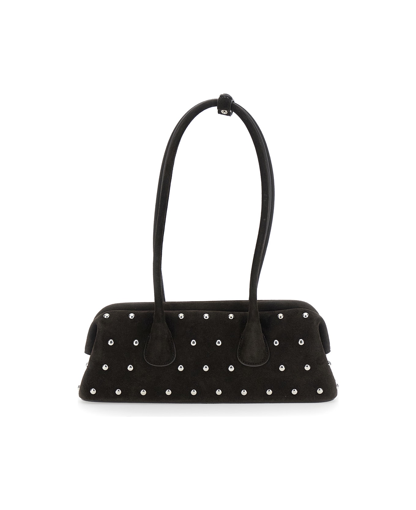 OSOI 
boat Wide Mini
 Brown Shoulder Bag With Round Handles And Beaded Embellishment In Suede Woman - Brown