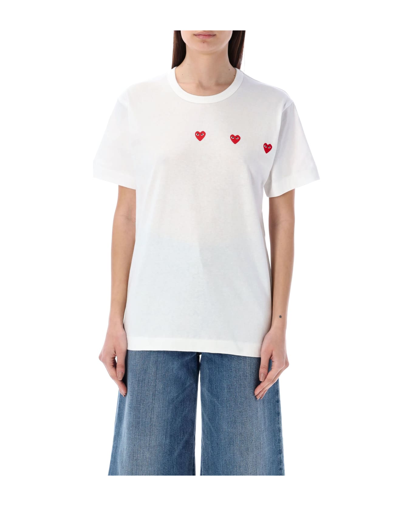 Comme des Garçons Play Hearts T-shirt - WHITE Tシャツ