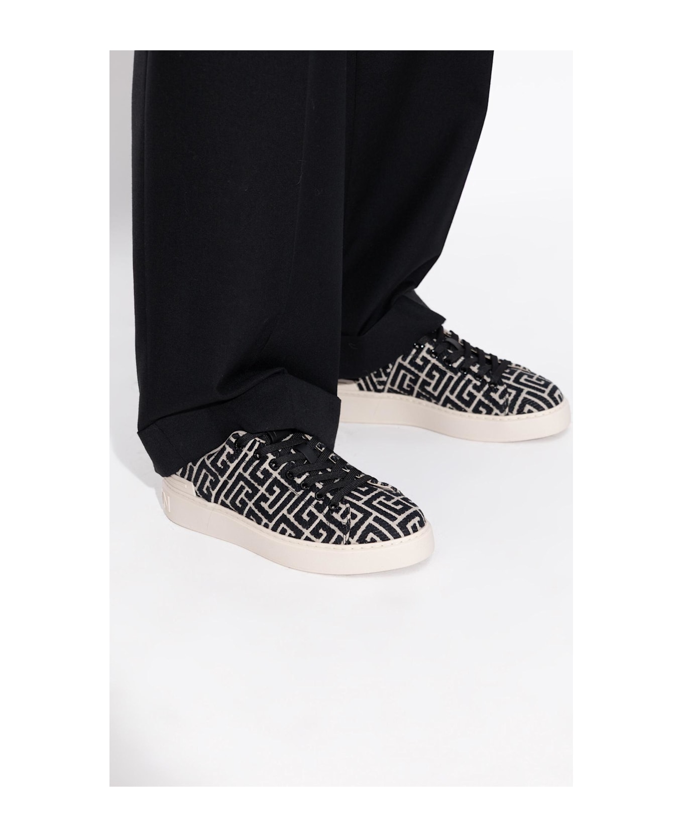 Balmain Sports Shoes With Monogram - BLACK