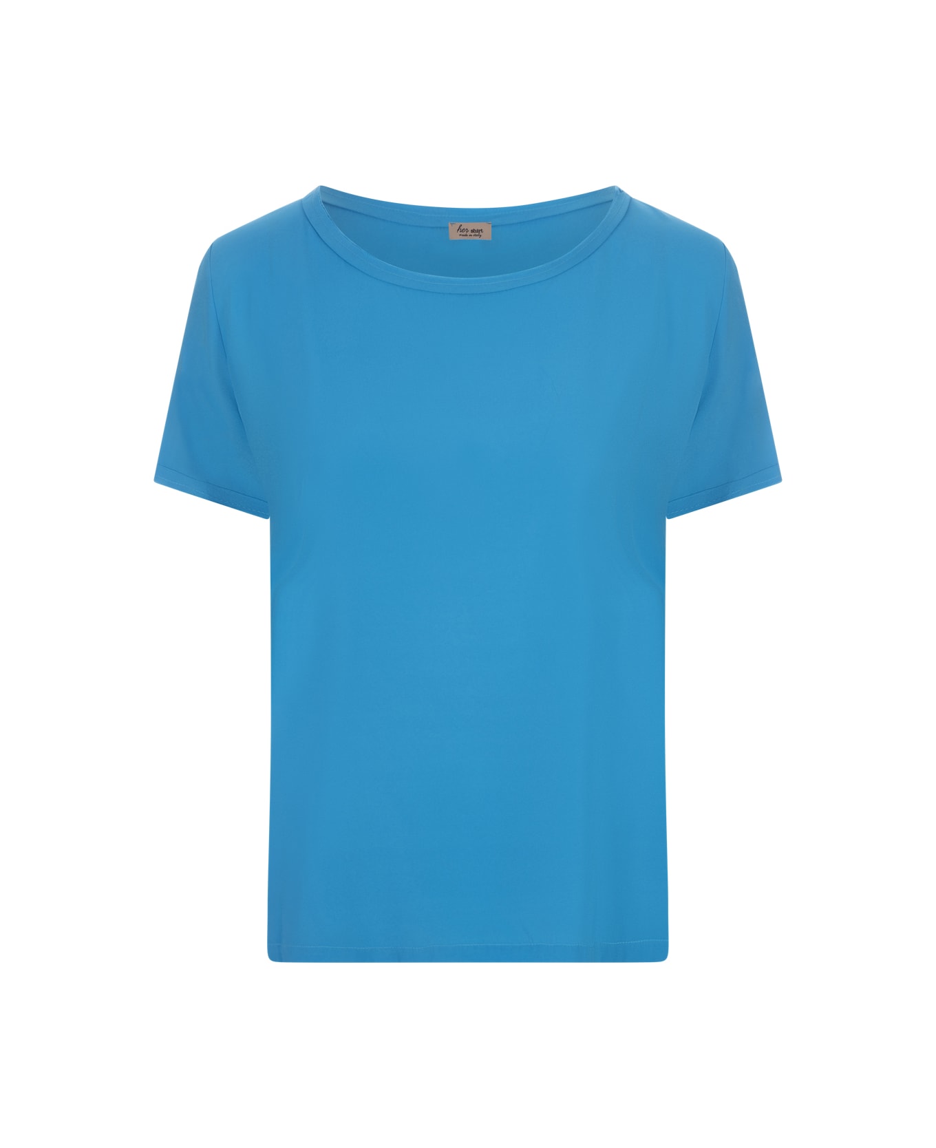 Her Shirt Blue Opaque Silk T-shirt - Blue