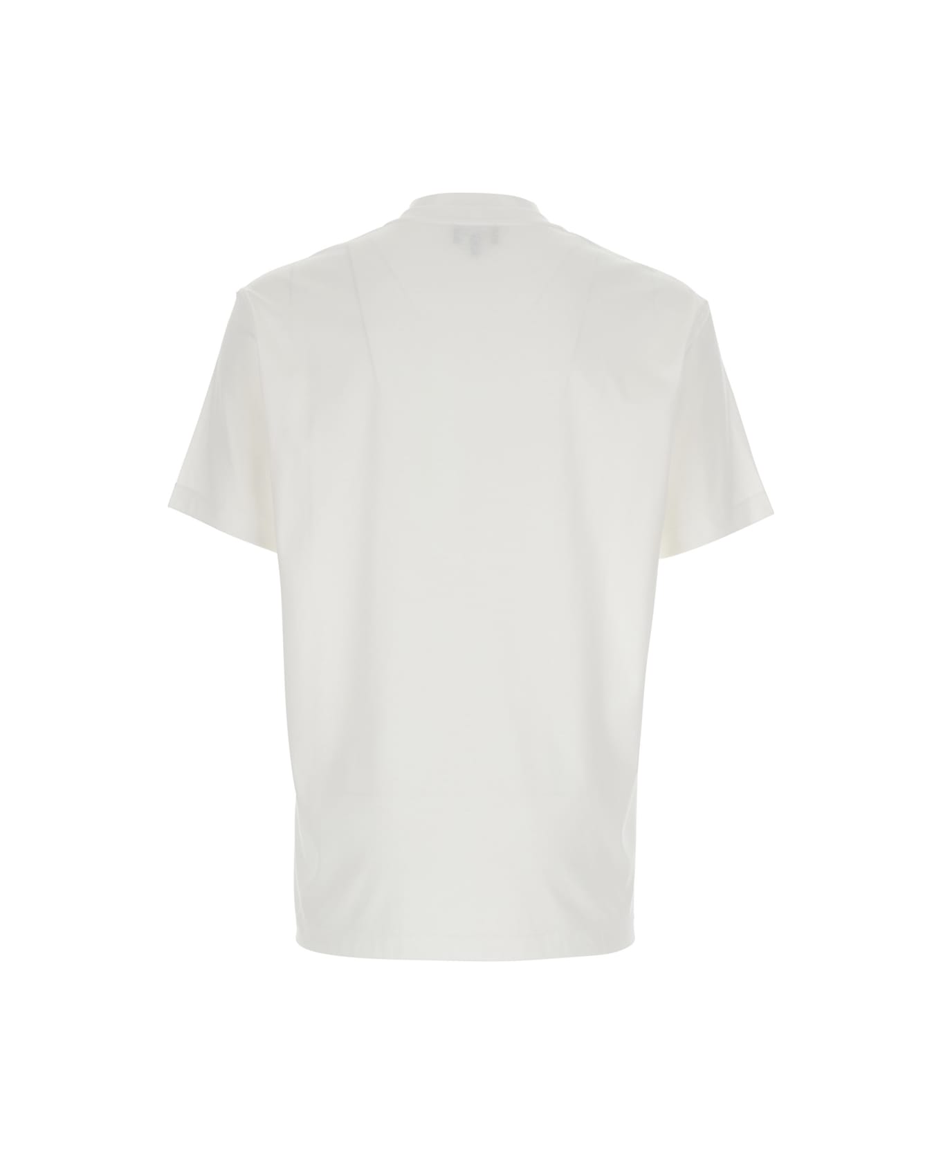 Giorgio Armani White T-shirt With Embroidered Logo On The Front In Cotton Man - White