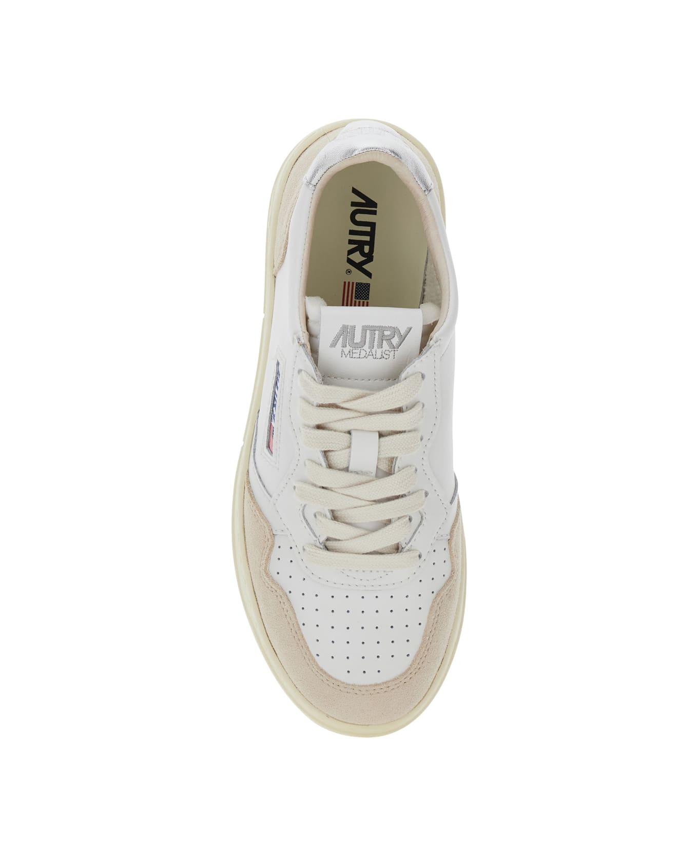 Autry 'medalist' White Low Top Sneakers With Logo Patch On Tongue And Side In Leather Blend Woman - White