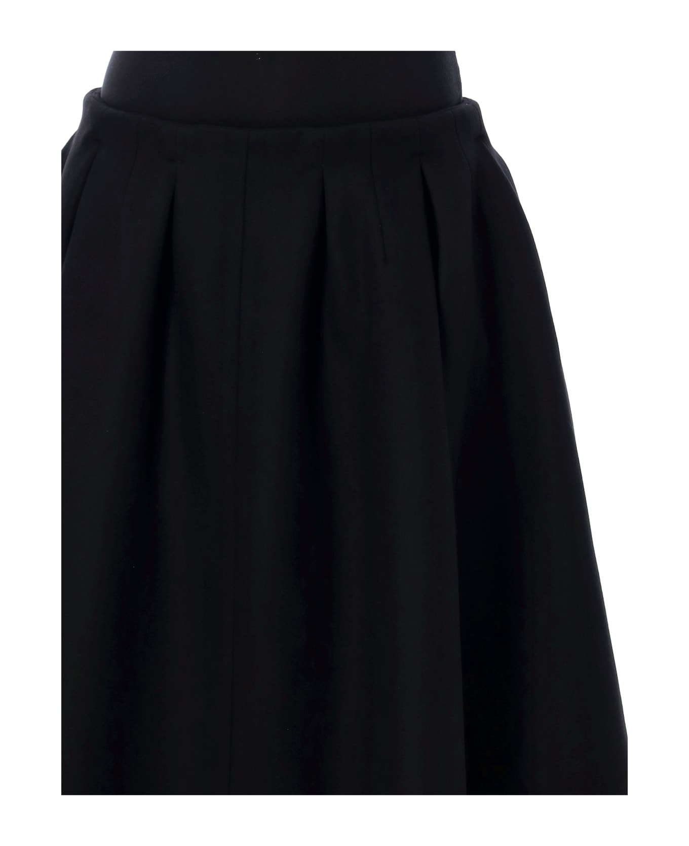 Patou Pleated Midi Skirt - BLACK