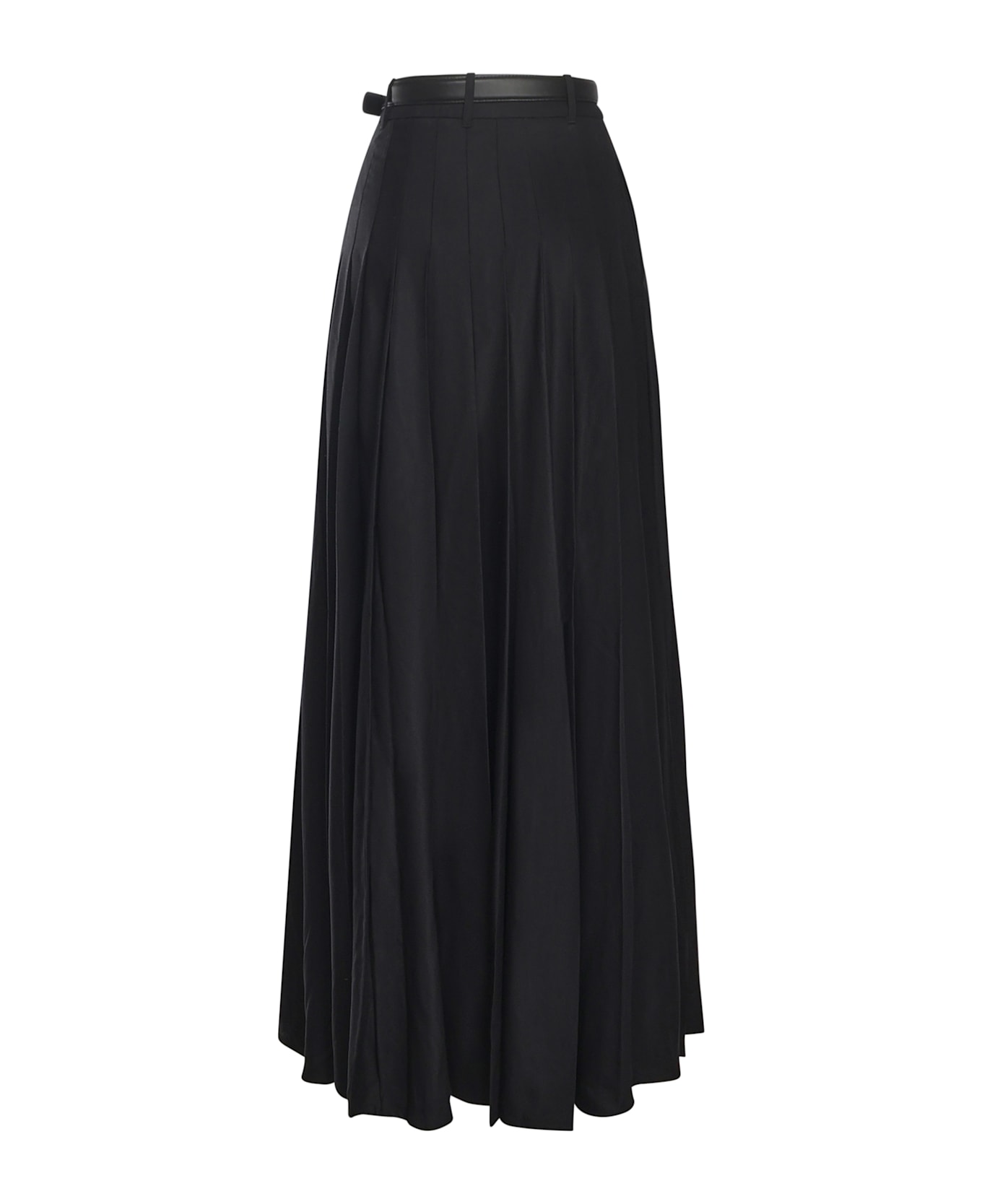 self-portrait Long Pleated Twill Skirt - Black スカート