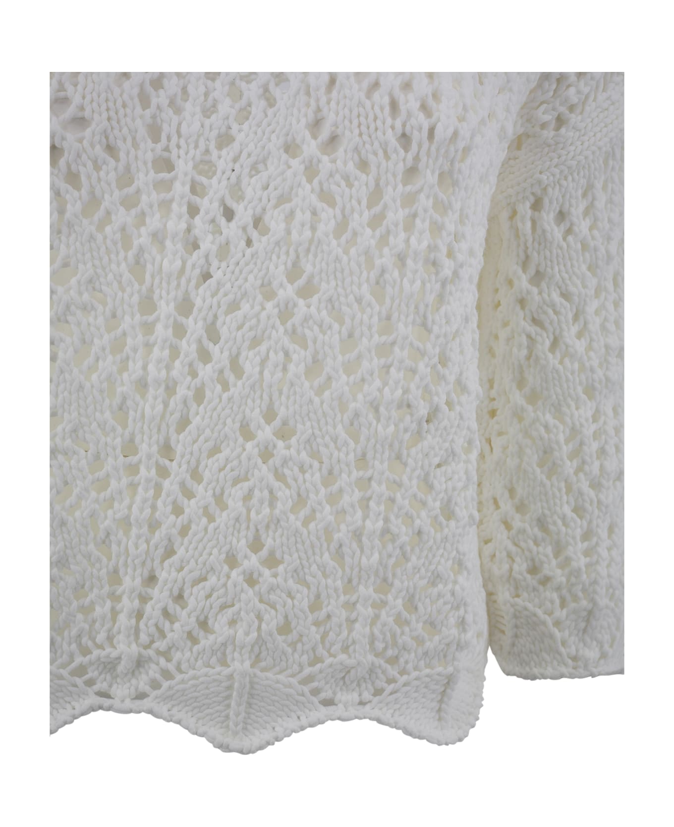 D.Exterior Cotton Crewneck Sweater - White
