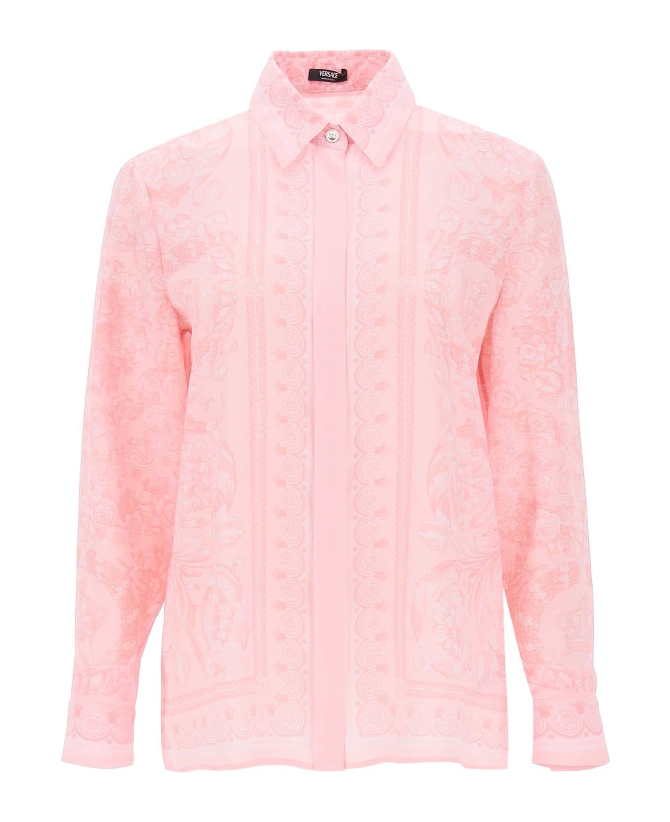 Versace 'barocco' Pink Silk Shirt - Pink