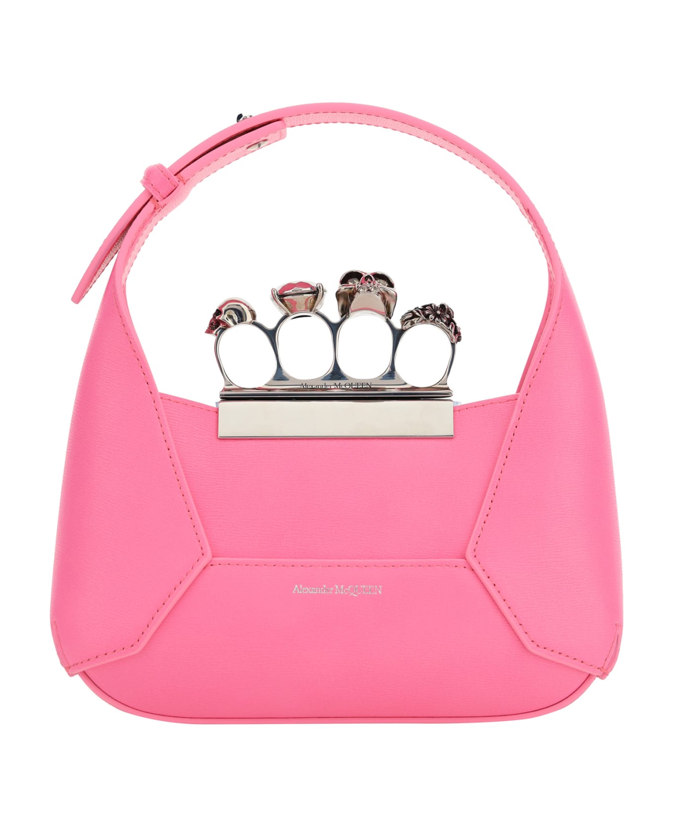 Alexander McQueen Jewelled Mini Hobo Bag - Fluo Pink
