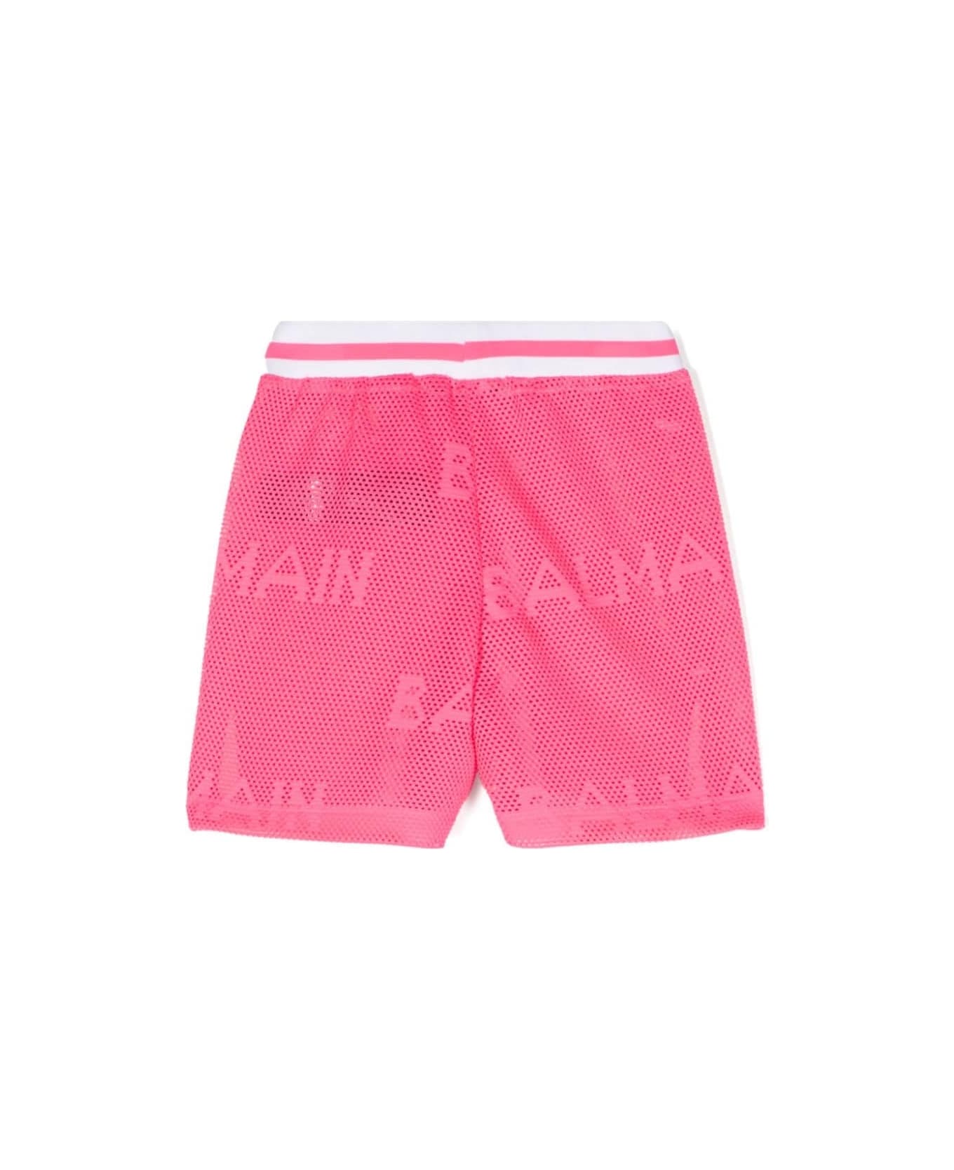 Balmain Shorts With Log - Fucsia