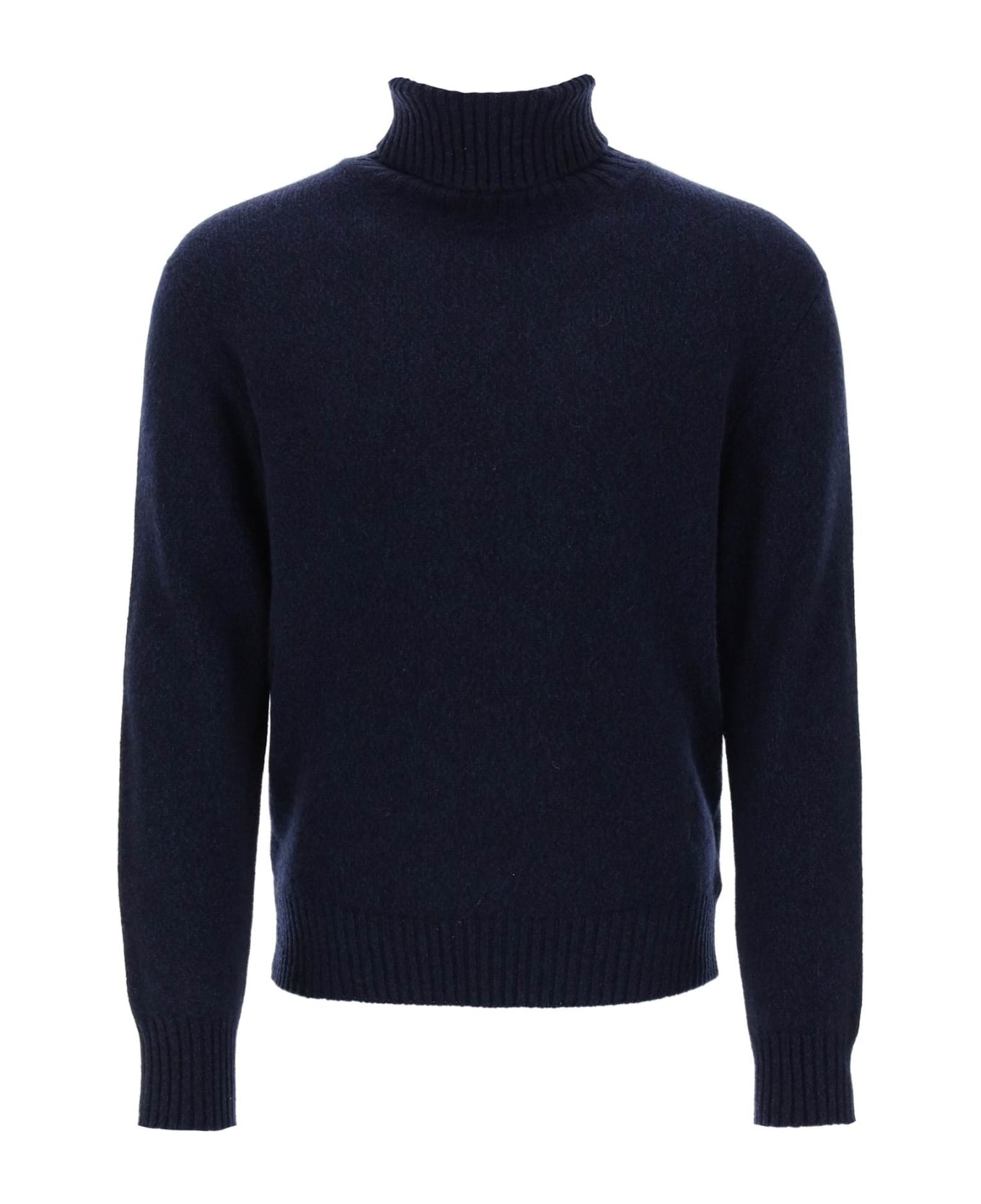 Ami Alexandre Mattiussi Melange-effect Cashmere Turtleneck Sweater - NIGHT BLUE (Blue)